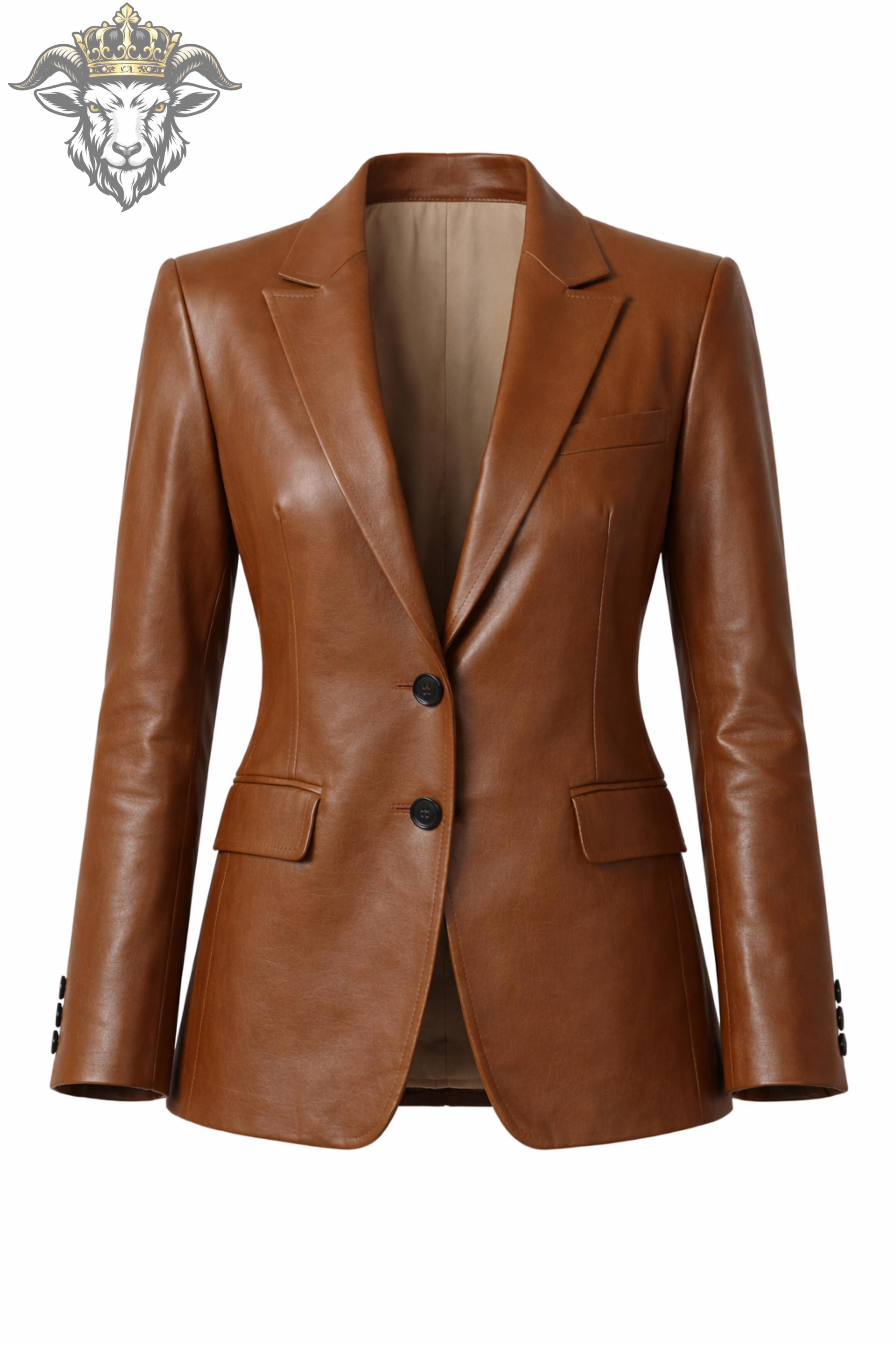Women’s Brown Real Leather Blazer – Tailored Fit Genuine Leather Jacket, Classic 2 Button Stylish Office & Casual Wear Coat