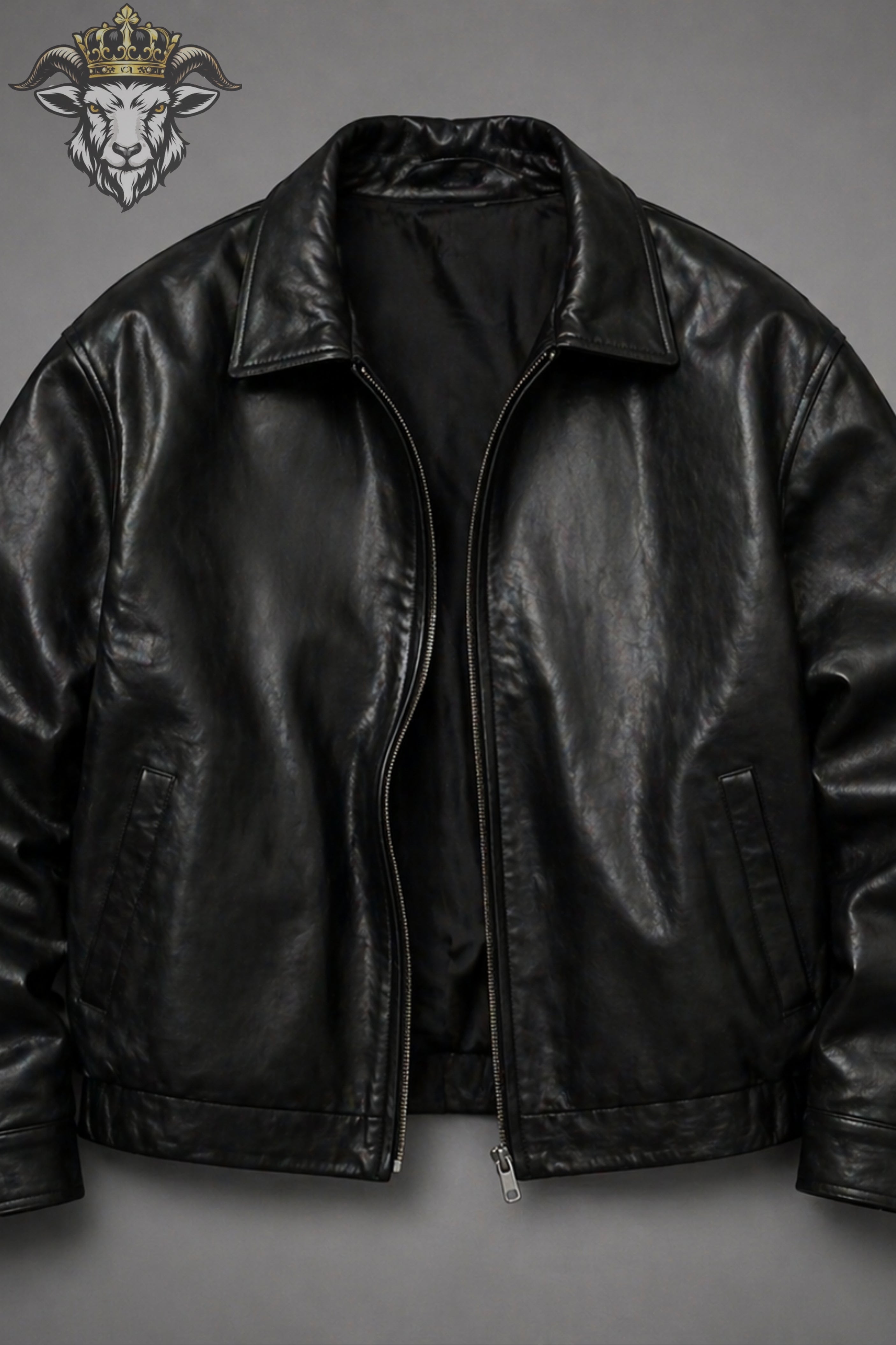 Men’s Black Oversize Real Leather Bomber Jacket