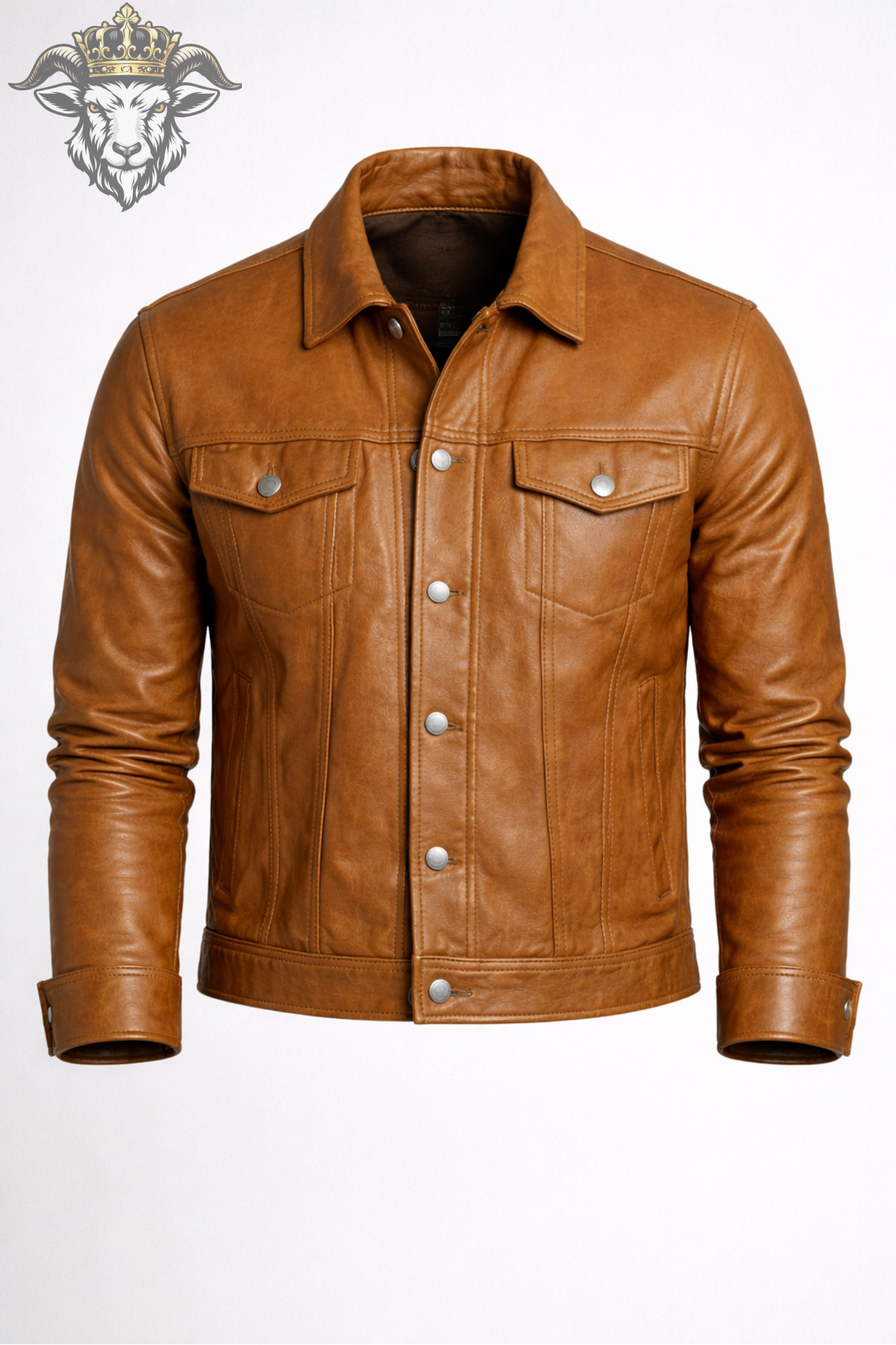 Men’s Tan Real Leather Trucker Jacket