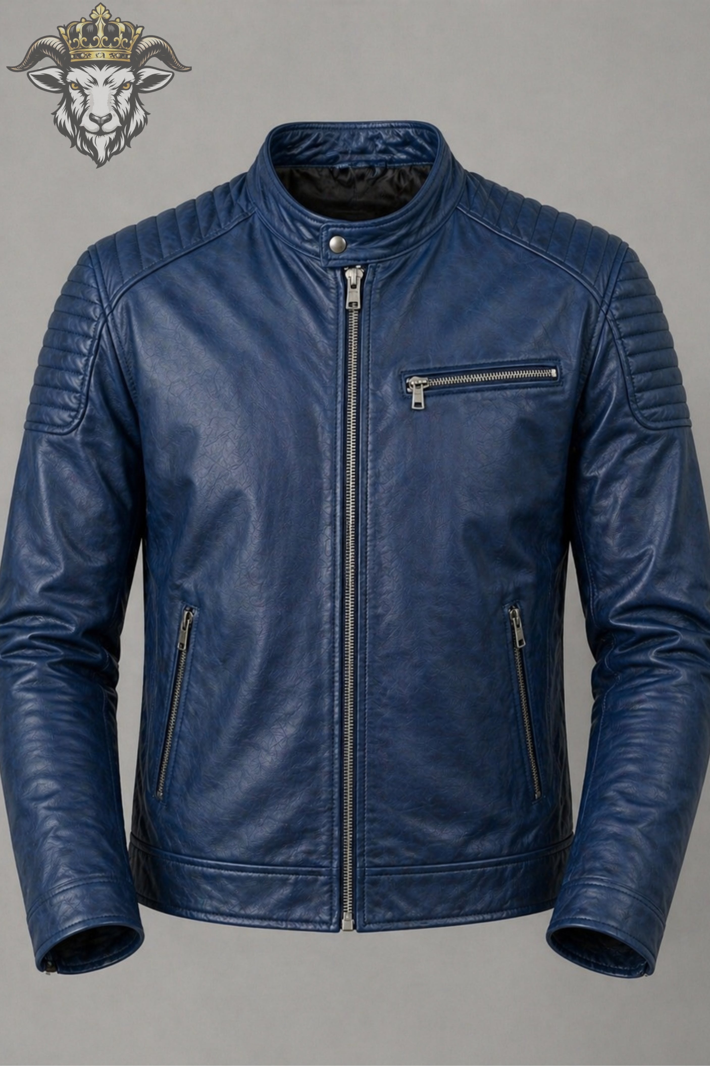 Men’s Blue Real Leather Roadster Jacket
