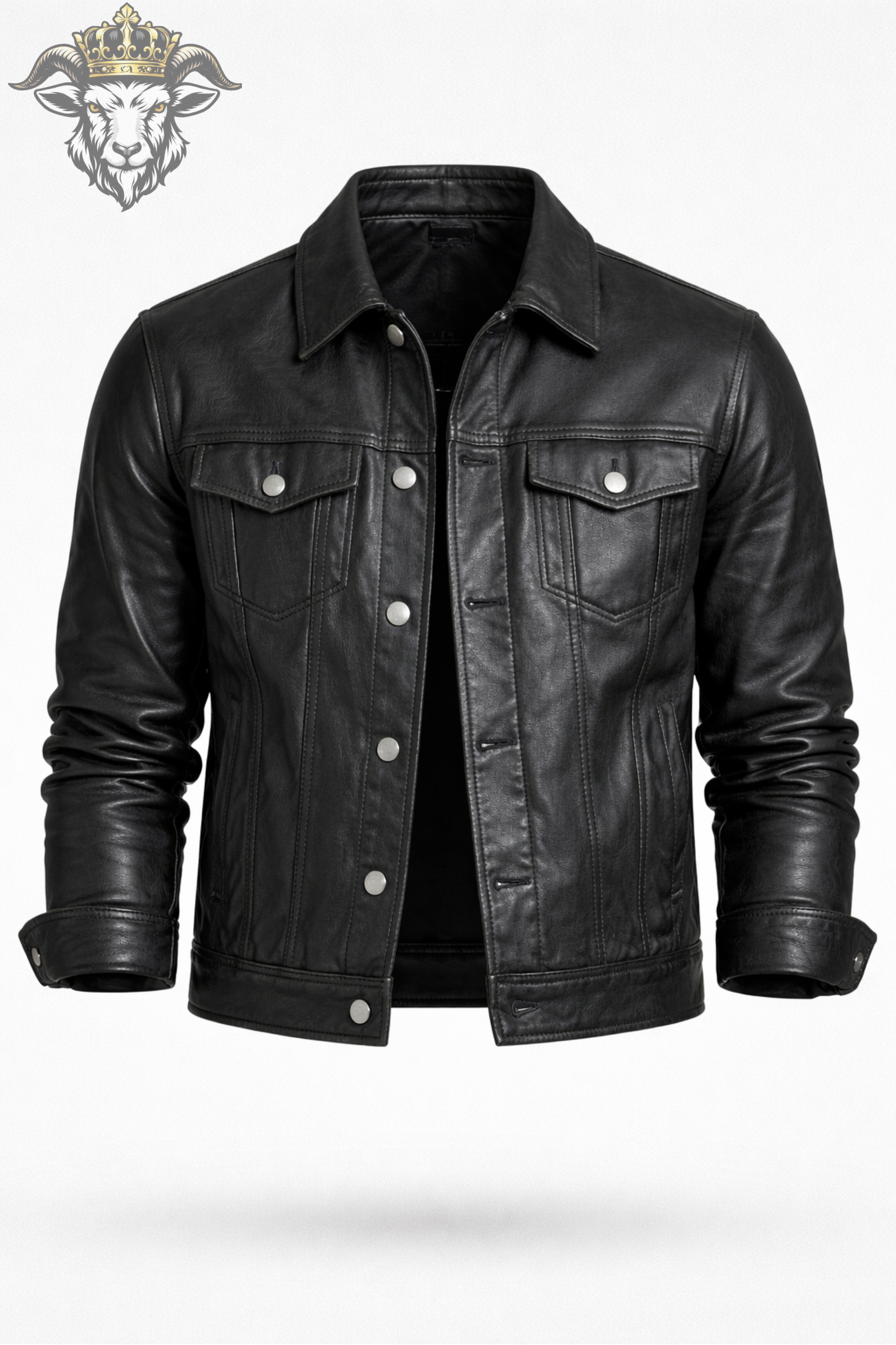 Men’s Charcoal Real Leather Trucker Jacket