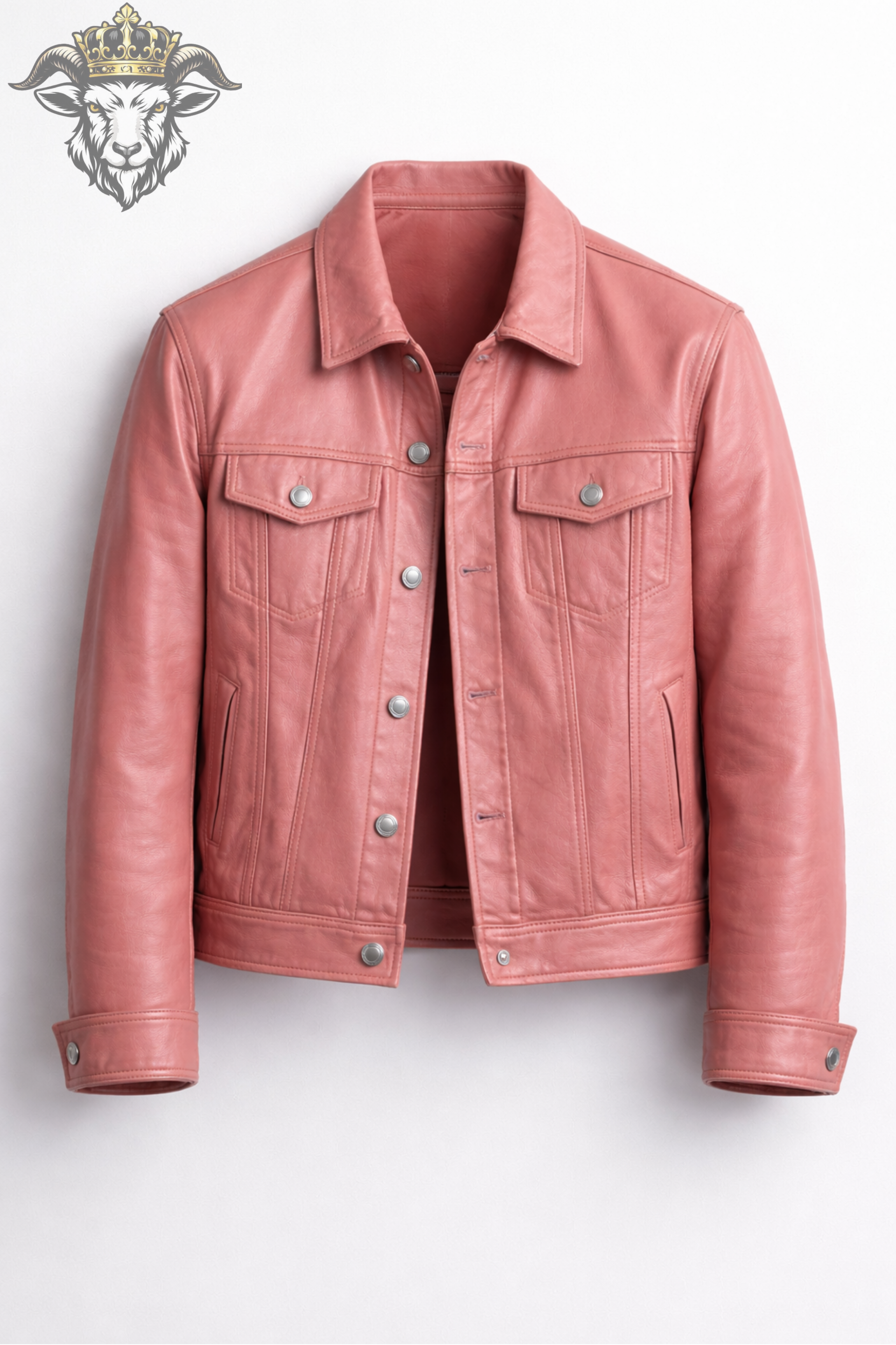 Men’s Pink Real Leather Trucker Jacket