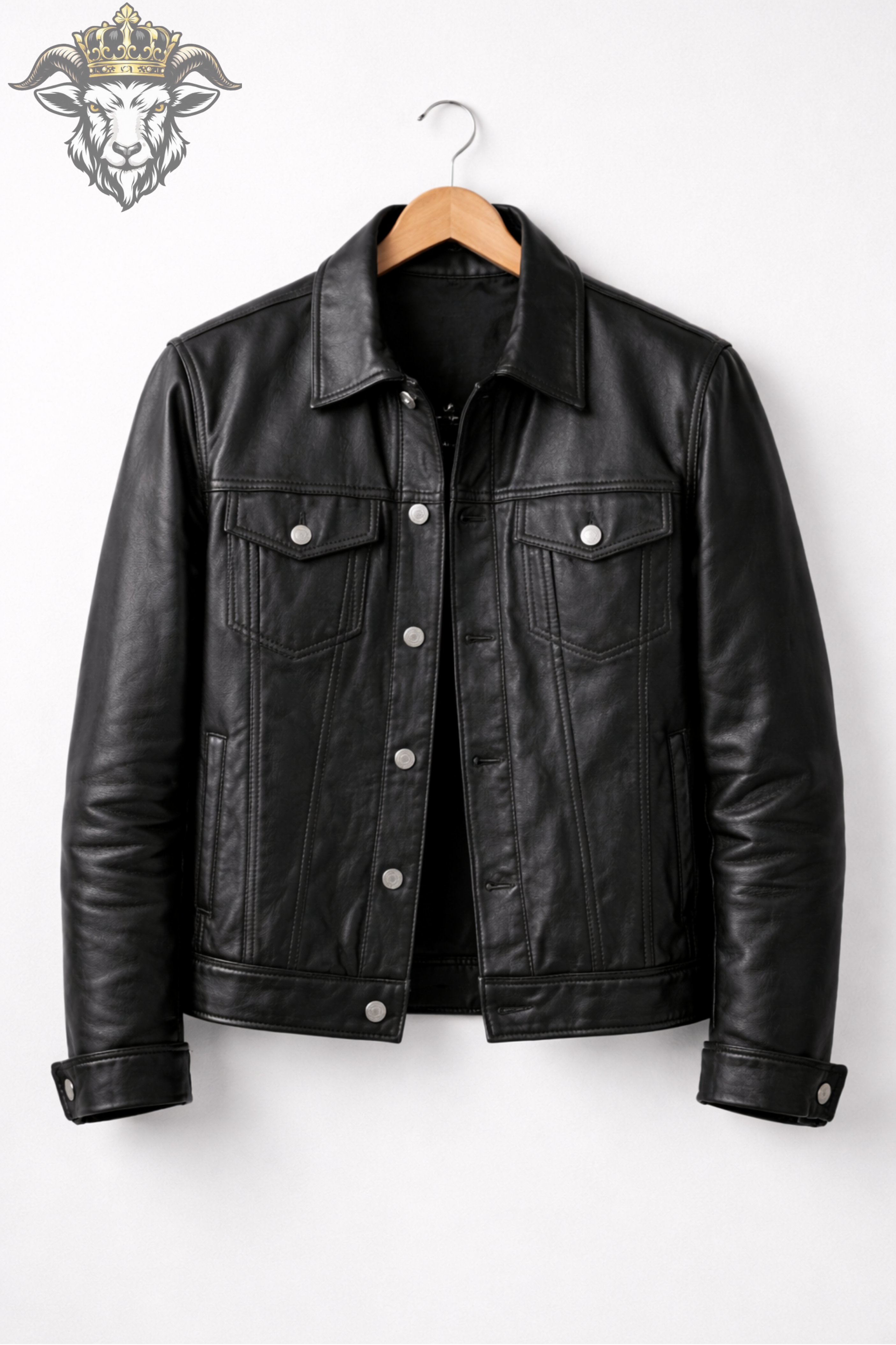 Men’s Black Real Leather Trucker Jacket