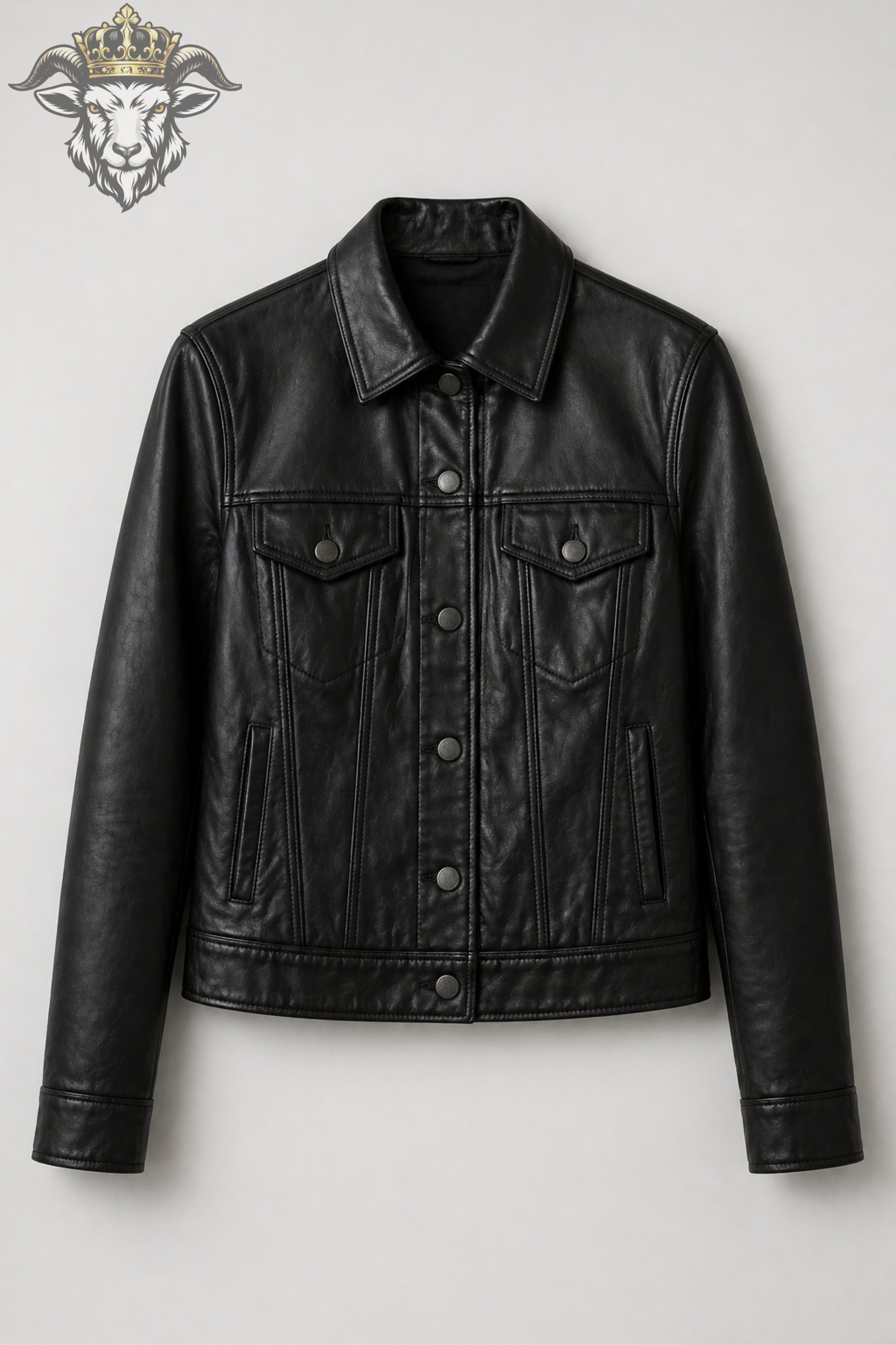 Women’s Black Real Leather Trucker Jacket