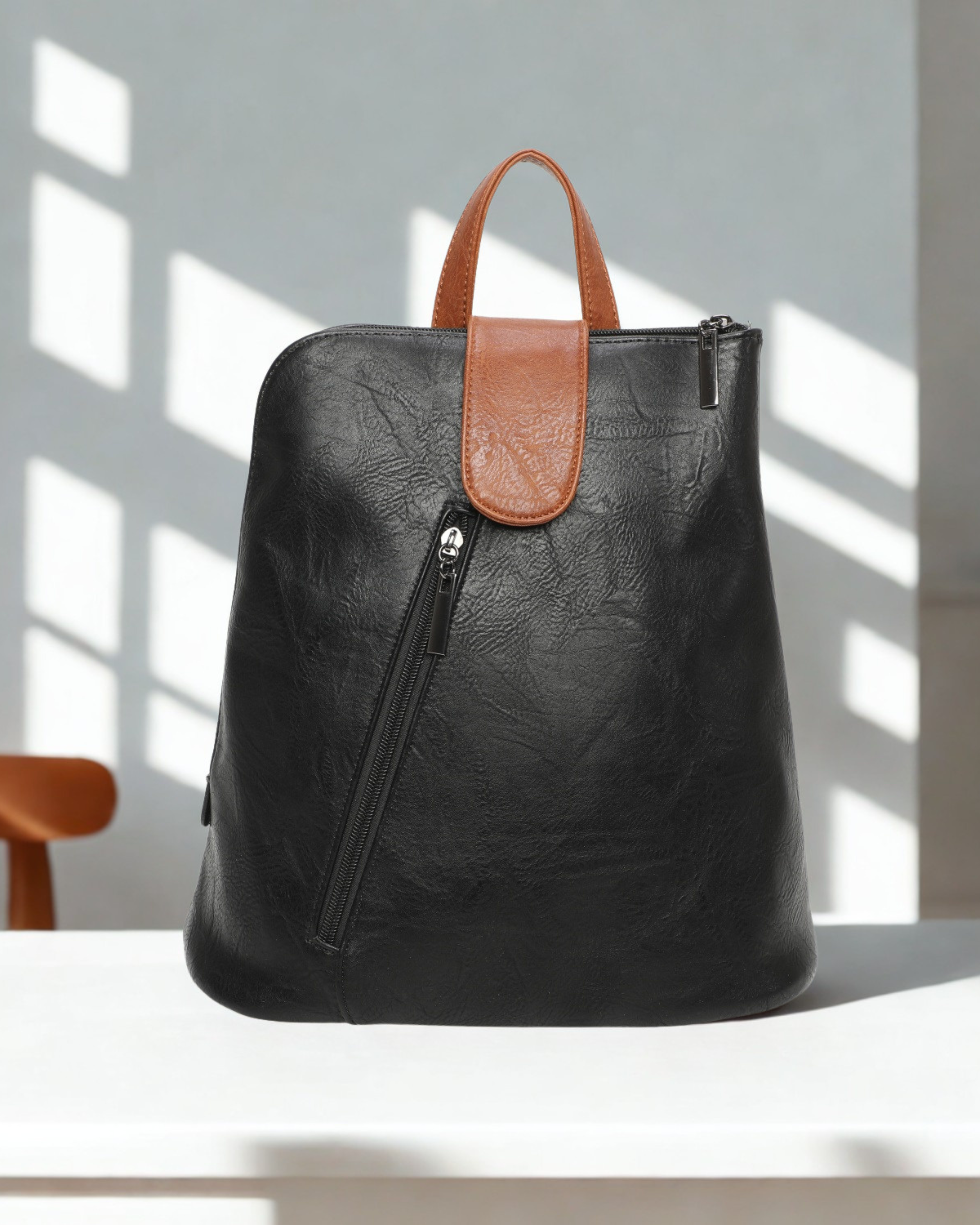 Women’s Synthetic Leather Backpack Handbag 2-in-1 Convertible Bag – Top Zip Closure, Multi-Pocket Travel Daypack with Adjustable Straps