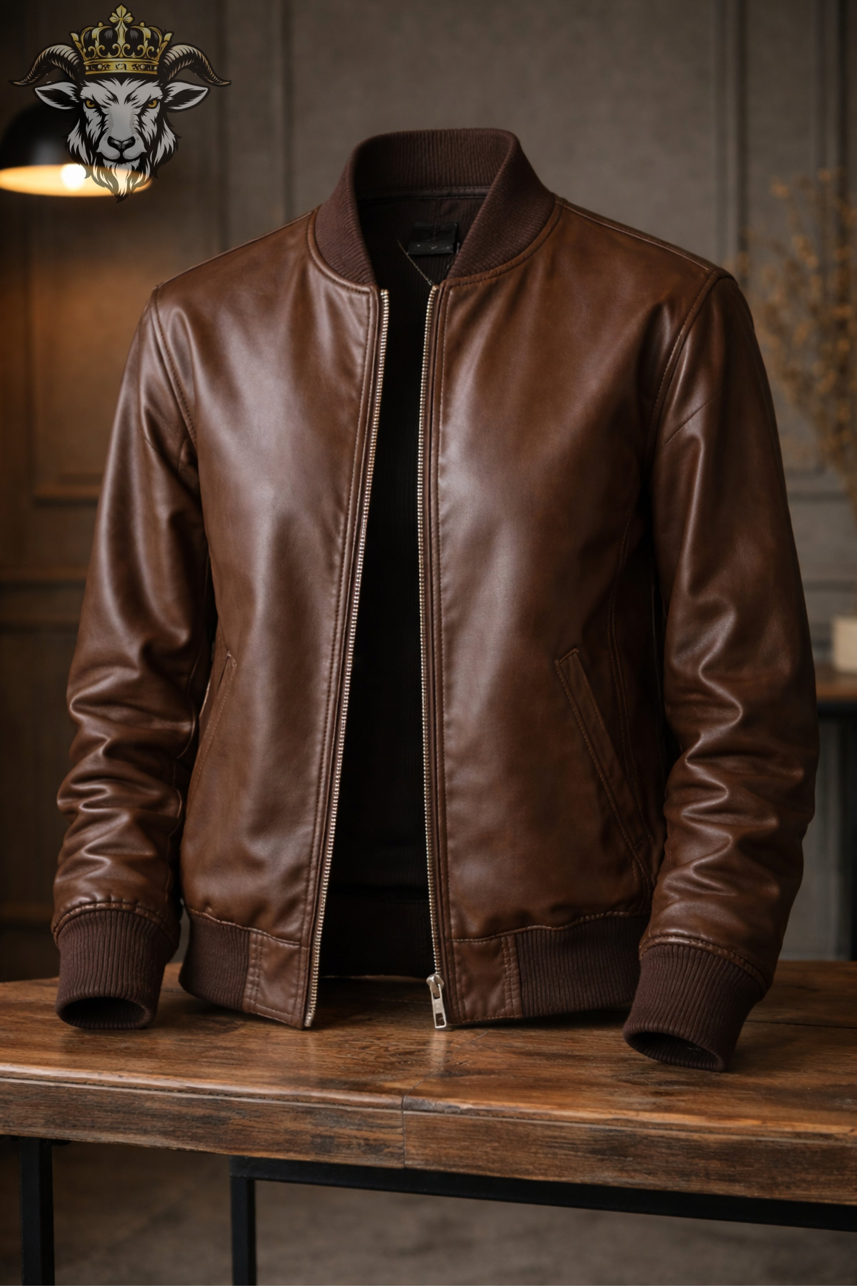 Women’s Brown Real Leather Bomber Jacket