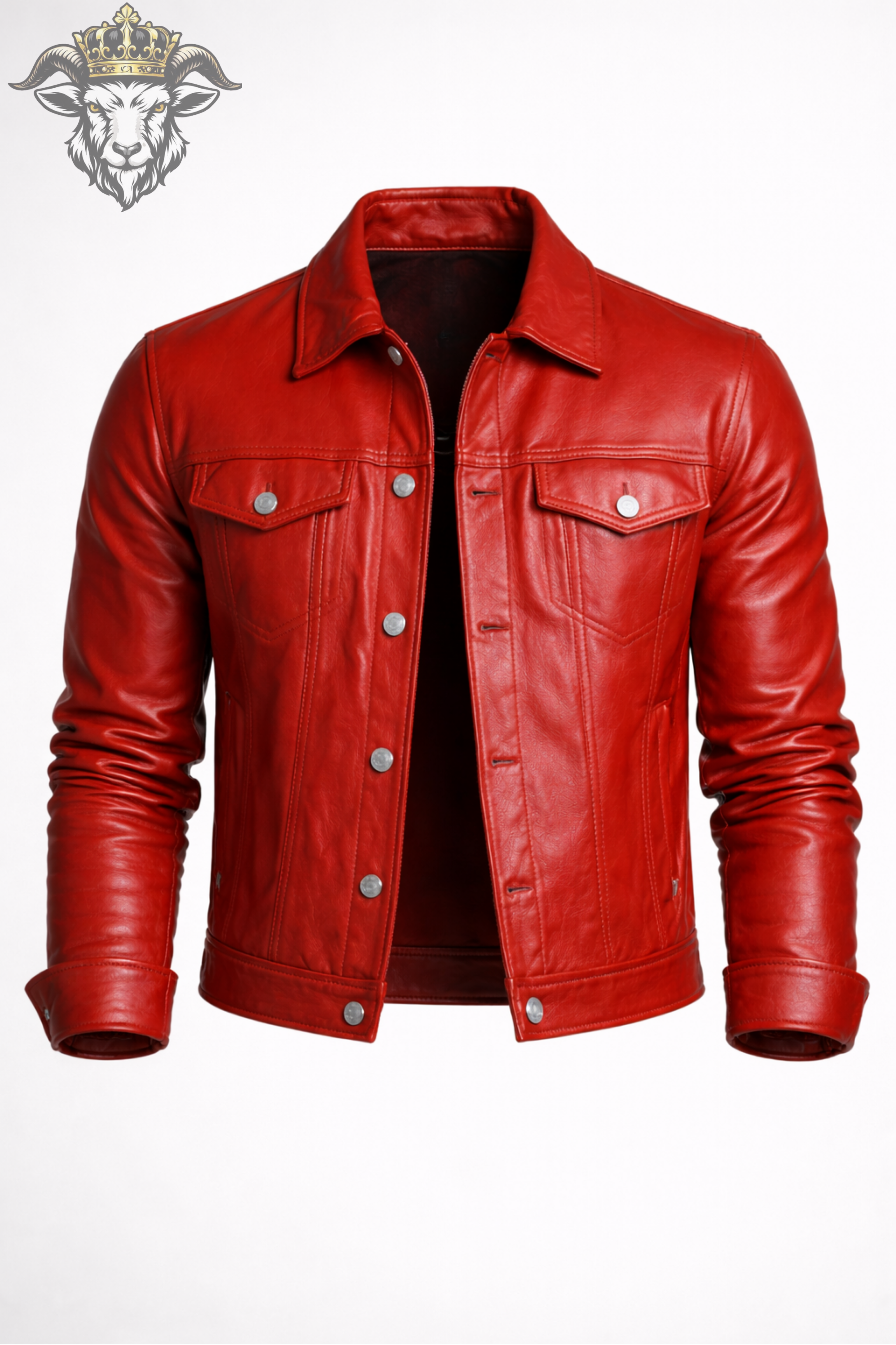 Men’s Red Real Leather Trucker Jacket