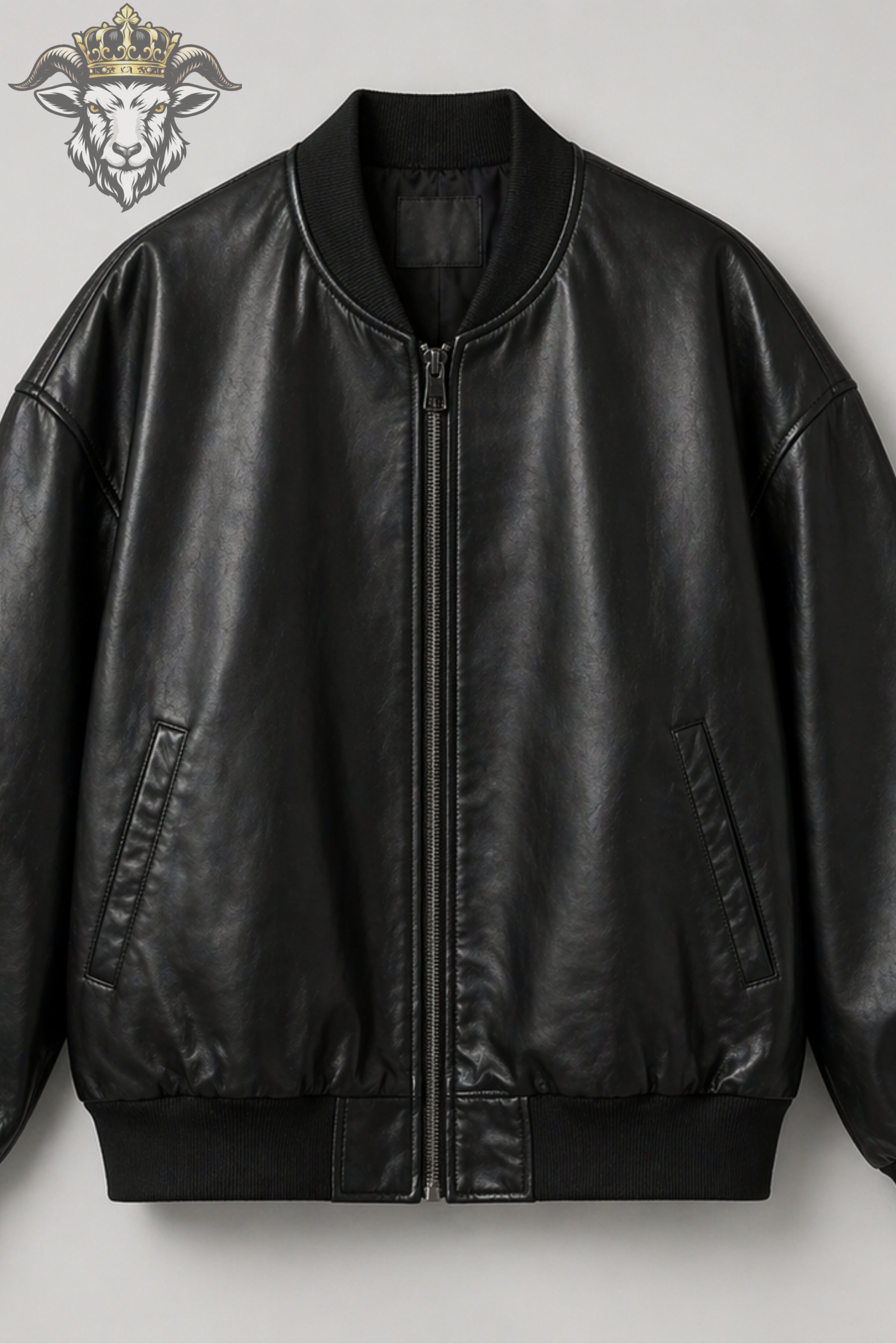 Women’s Black Oversize Real Leather Bomber Jacket