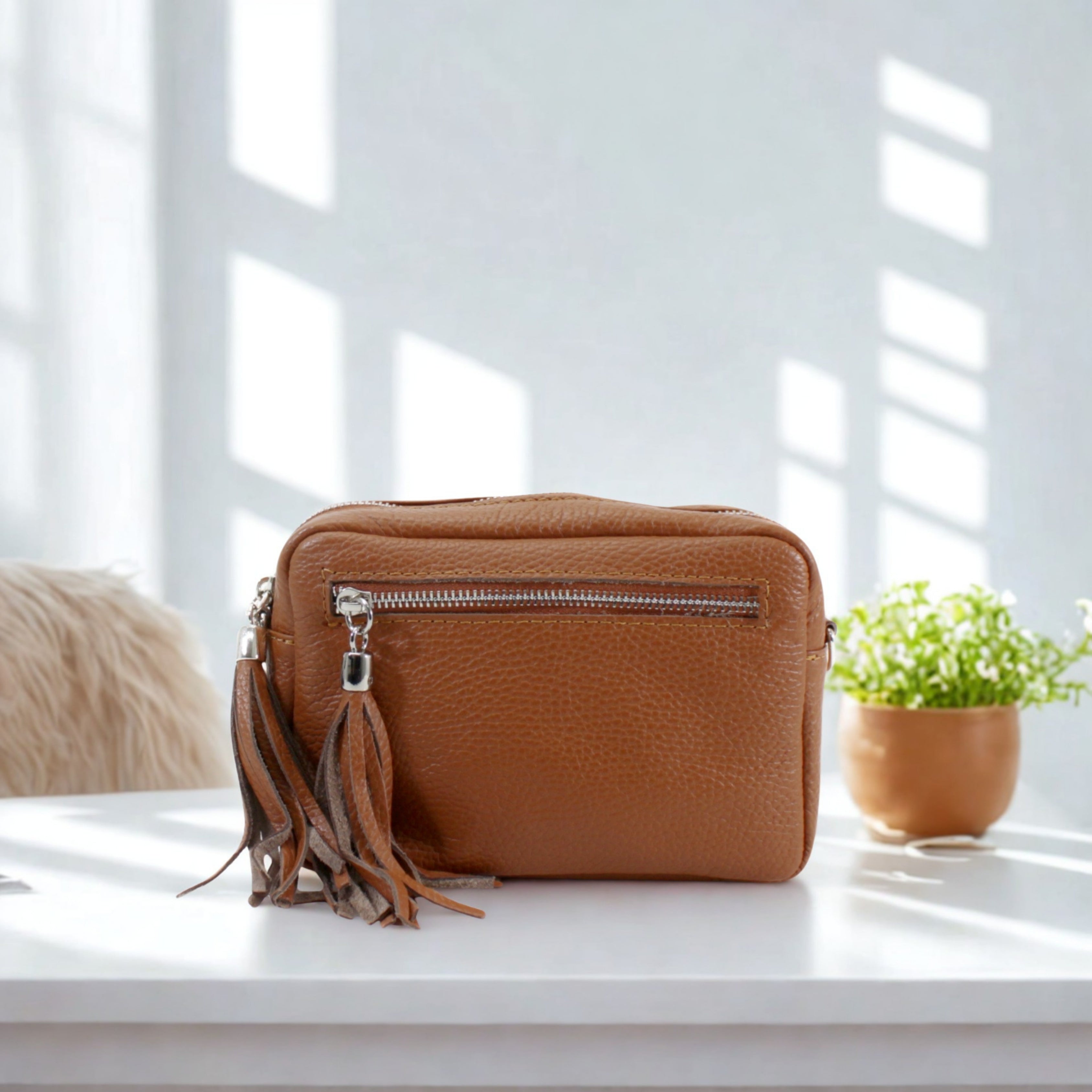 Leather Tassels Crossbody Bag