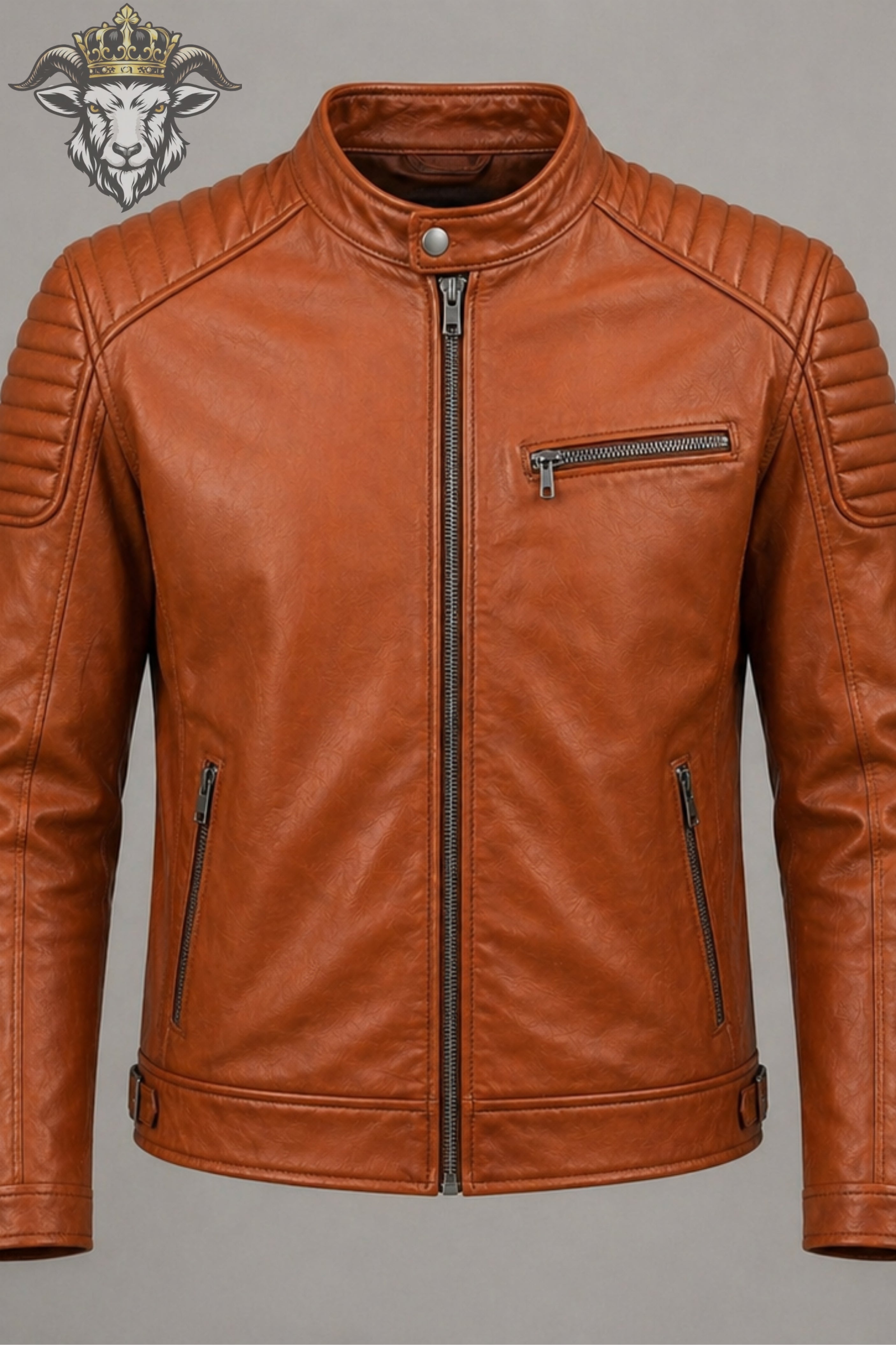 Men’s Burnt Orange Real Leather Roadster Jacket