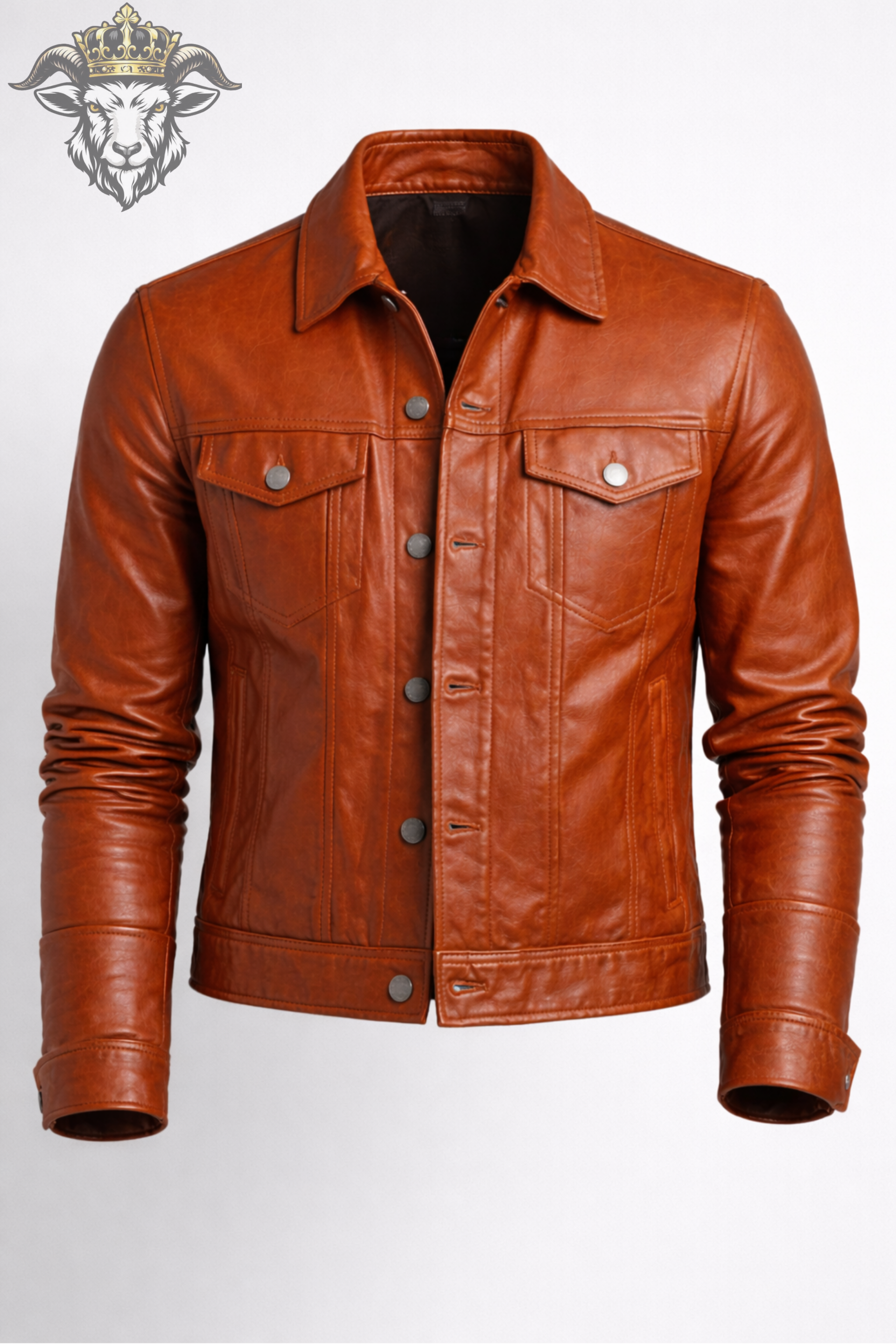 Men’s Burnt Orange Real Leather Trucker Jacket
