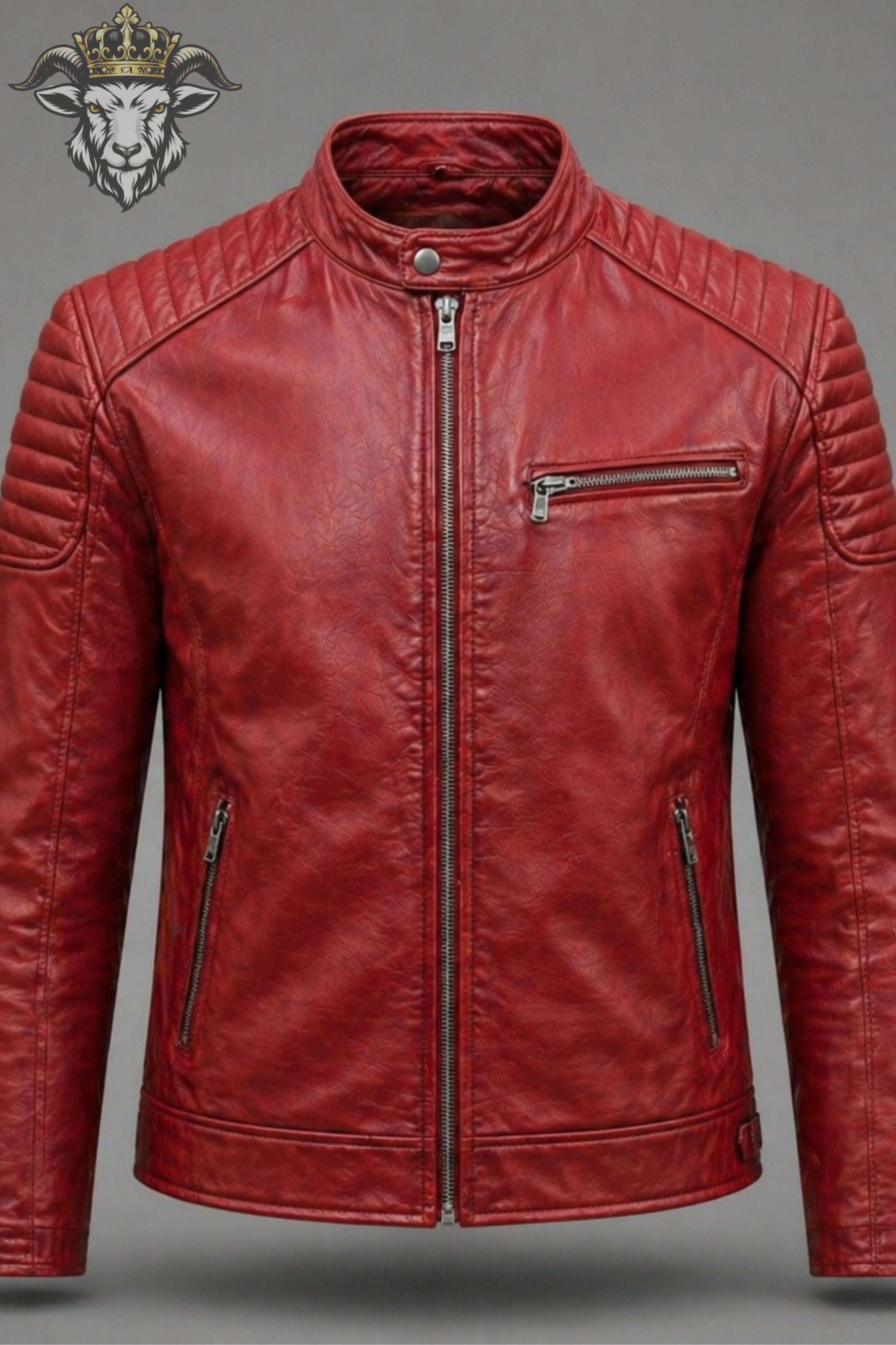 Men’s Red Real Leather Roadster Jacket