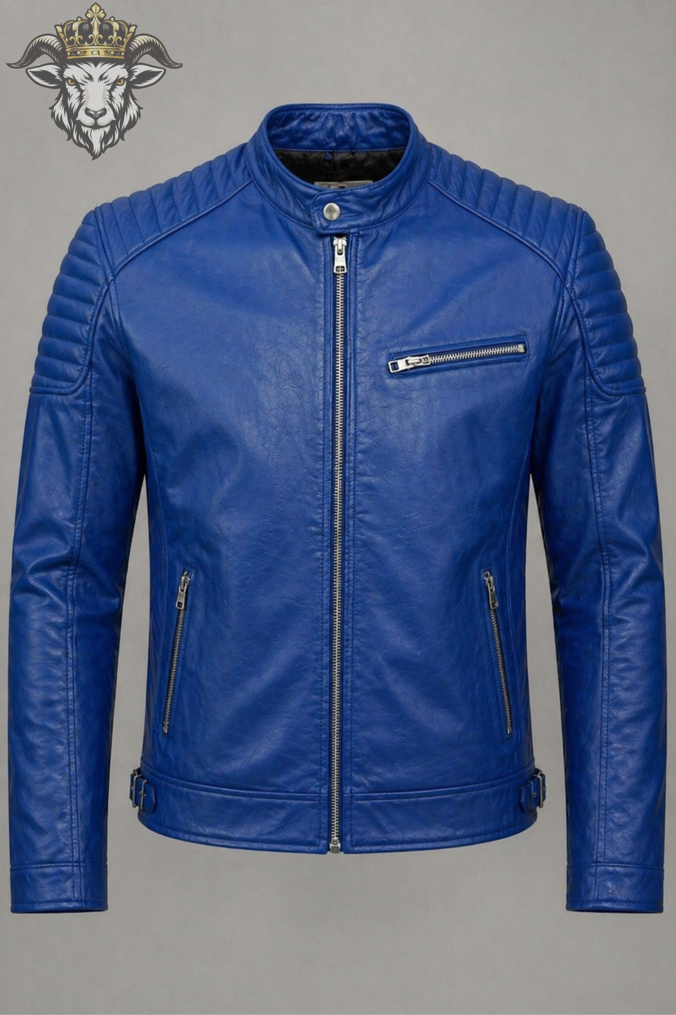 Men’s Royal Blue Real Leather Roadster Jacket