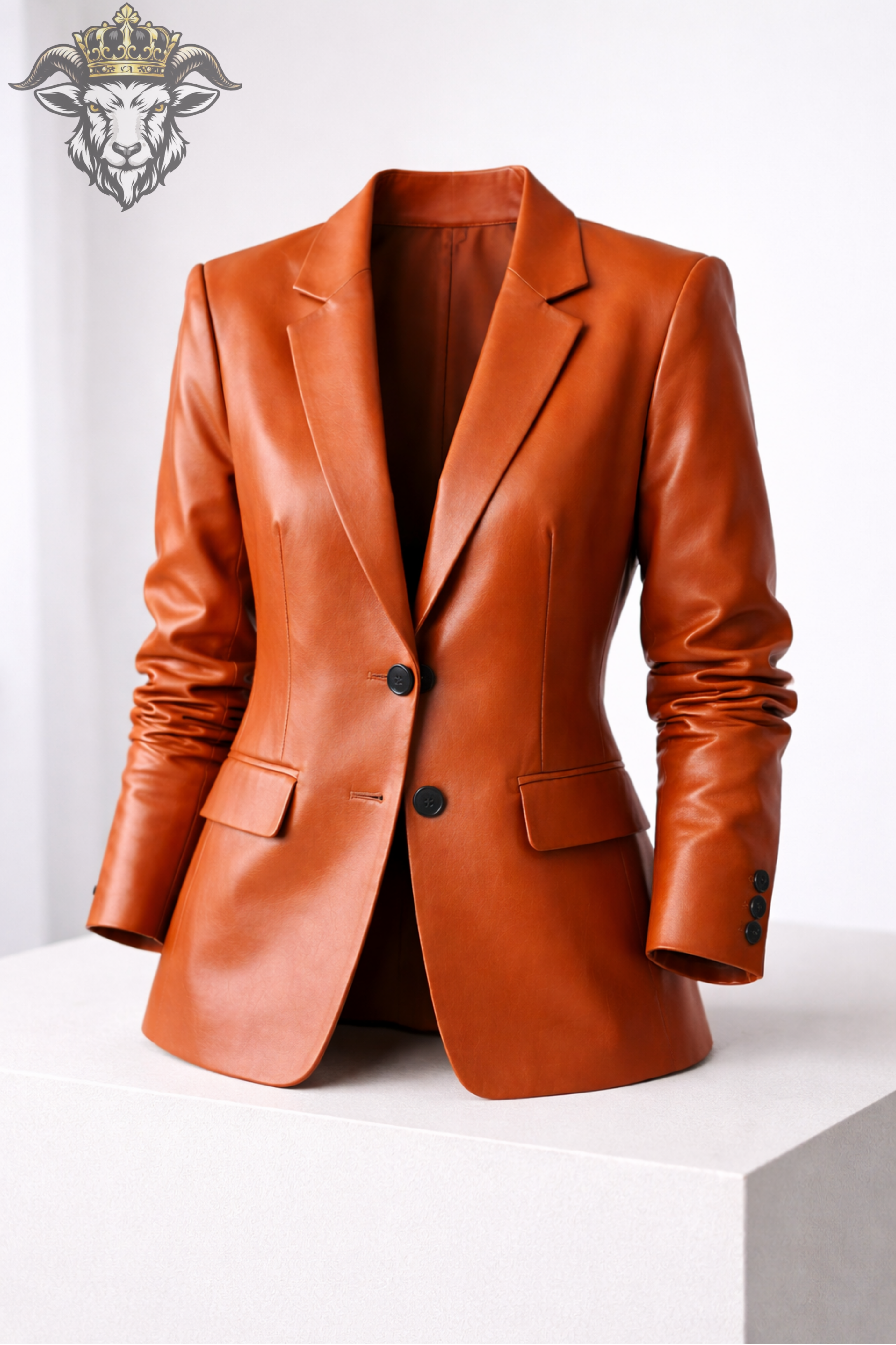 Women’s Burnt Orange Real Leather Blazer – Premium Tailored Fit Jacket | Elegant Formal & Casual Outerwear