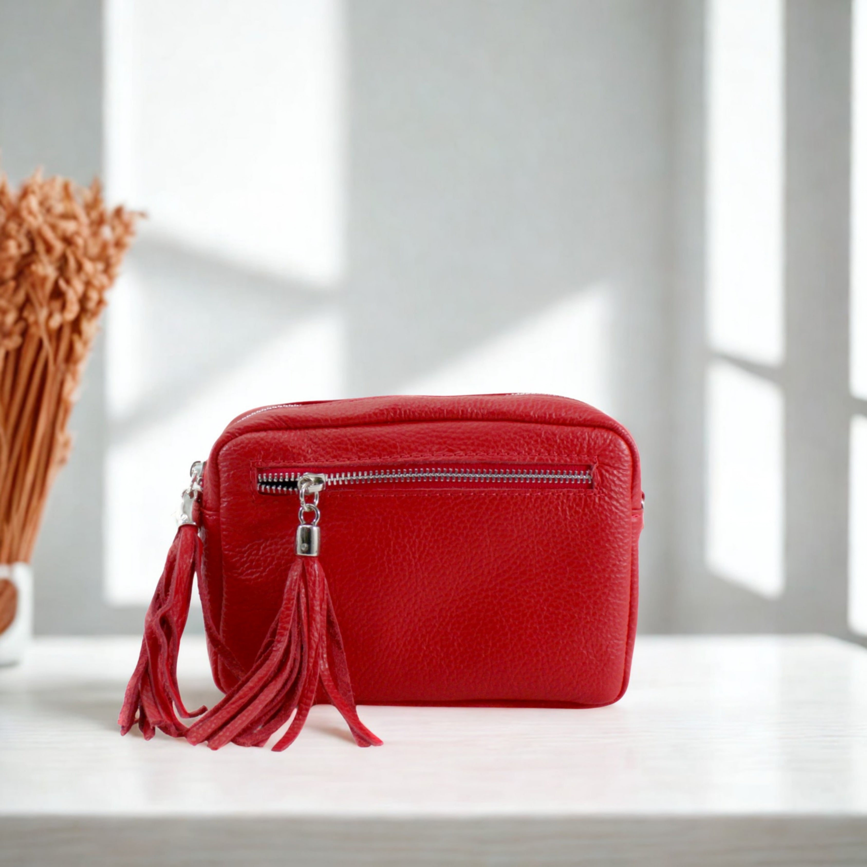Leather Tassels Crossbody Bag