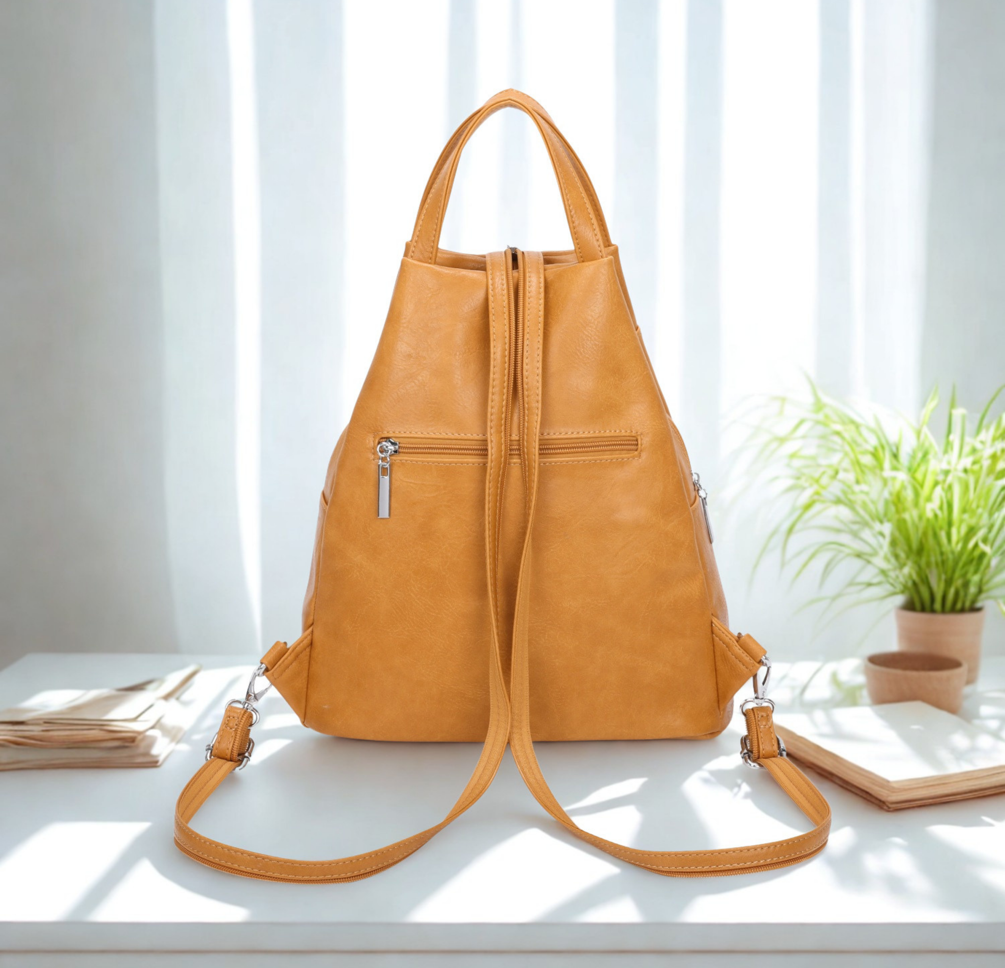 Large Synthetic Leather Backpack Women | Travel Work Laptop Backpack