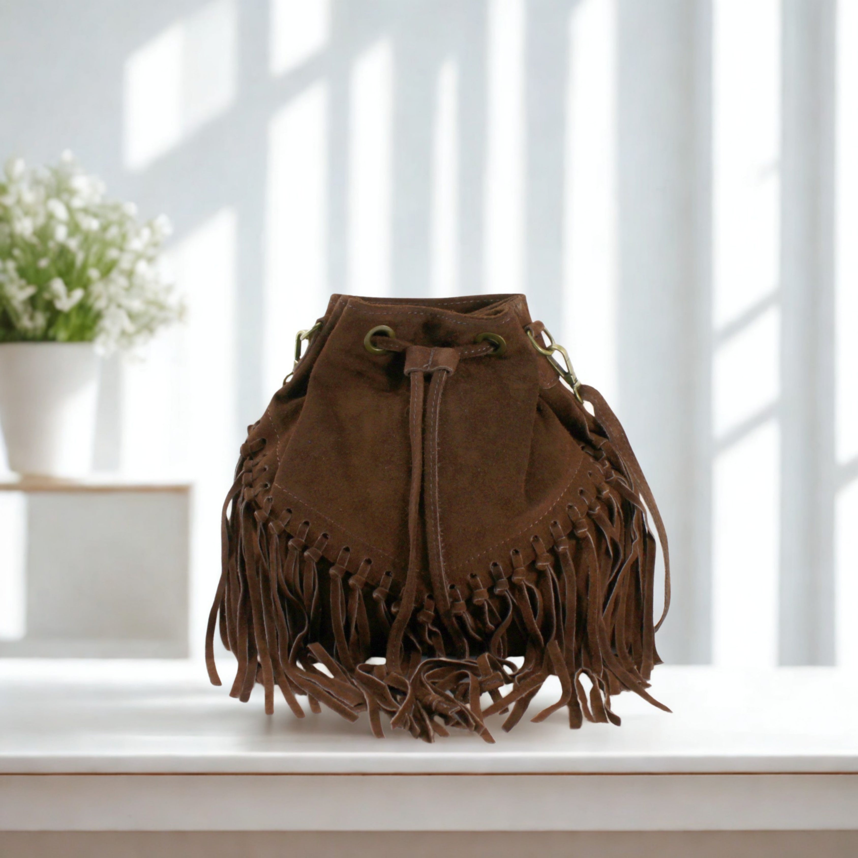 Italian Real Suede Bucket Bag
