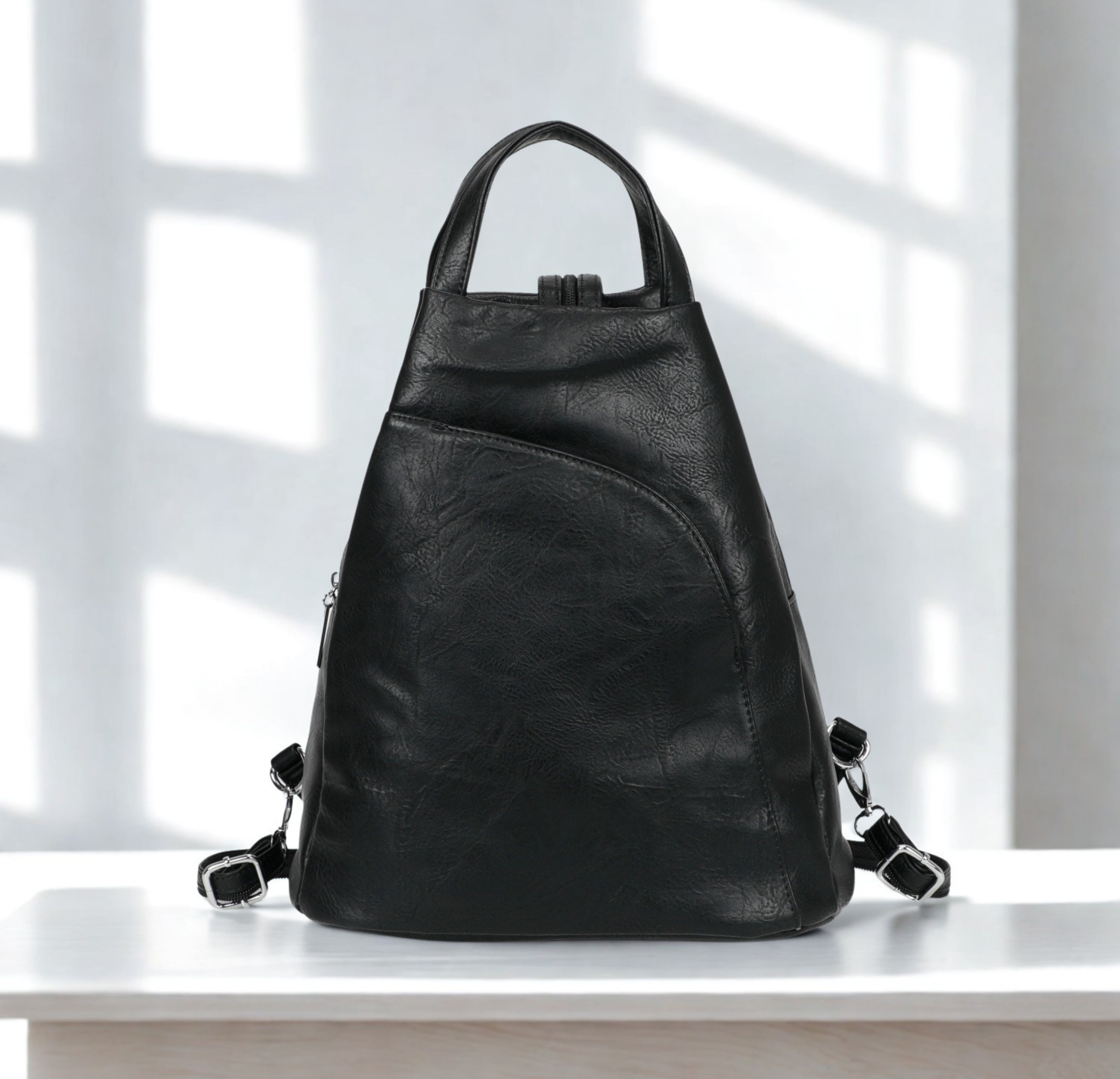 Large Synthetic Leather Backpack Women | Travel Work Laptop Backpack