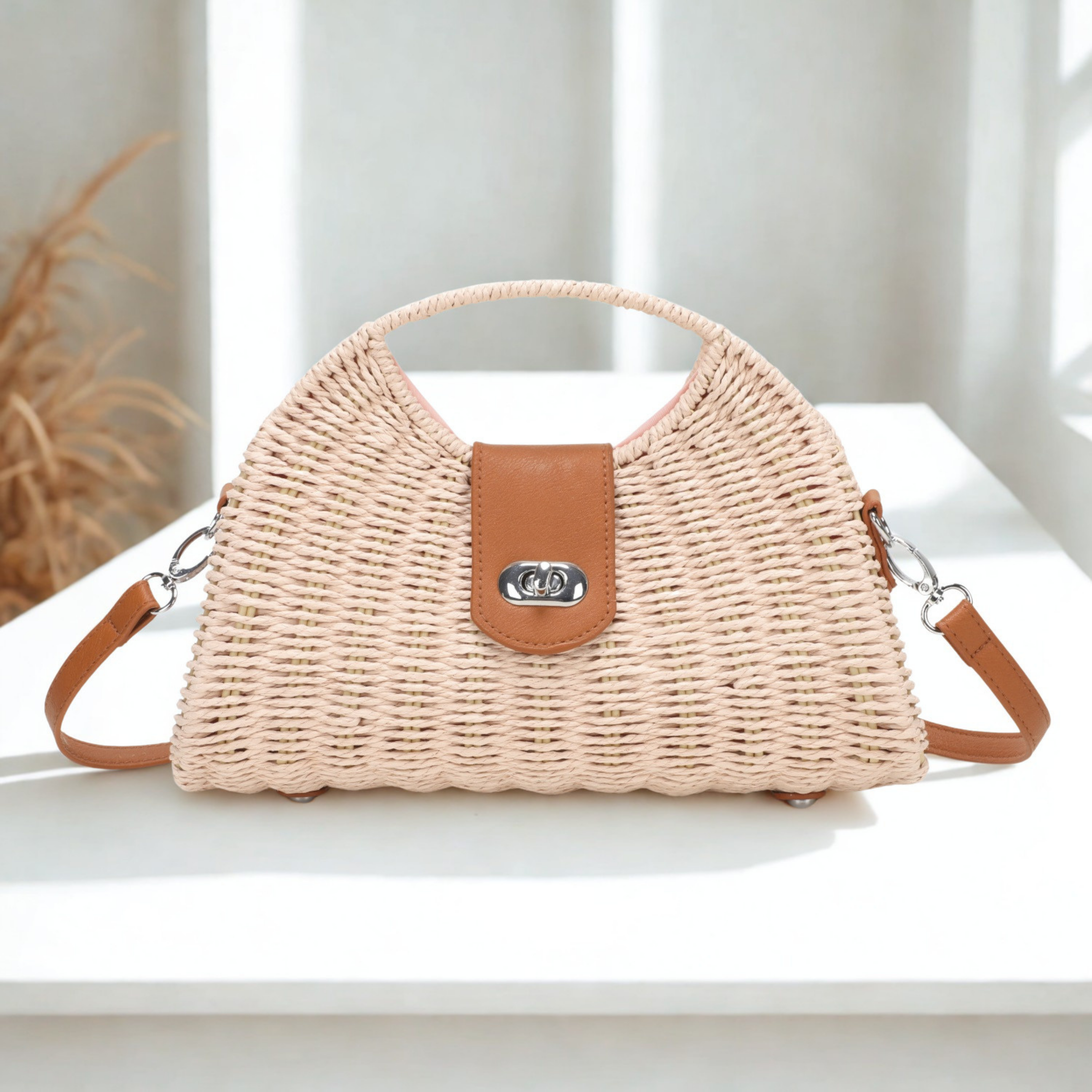 Women’s Synthetic Hardshell Crossbody Bag – Structured Flap Closure Shoulder Bag with Adjustable Strap
