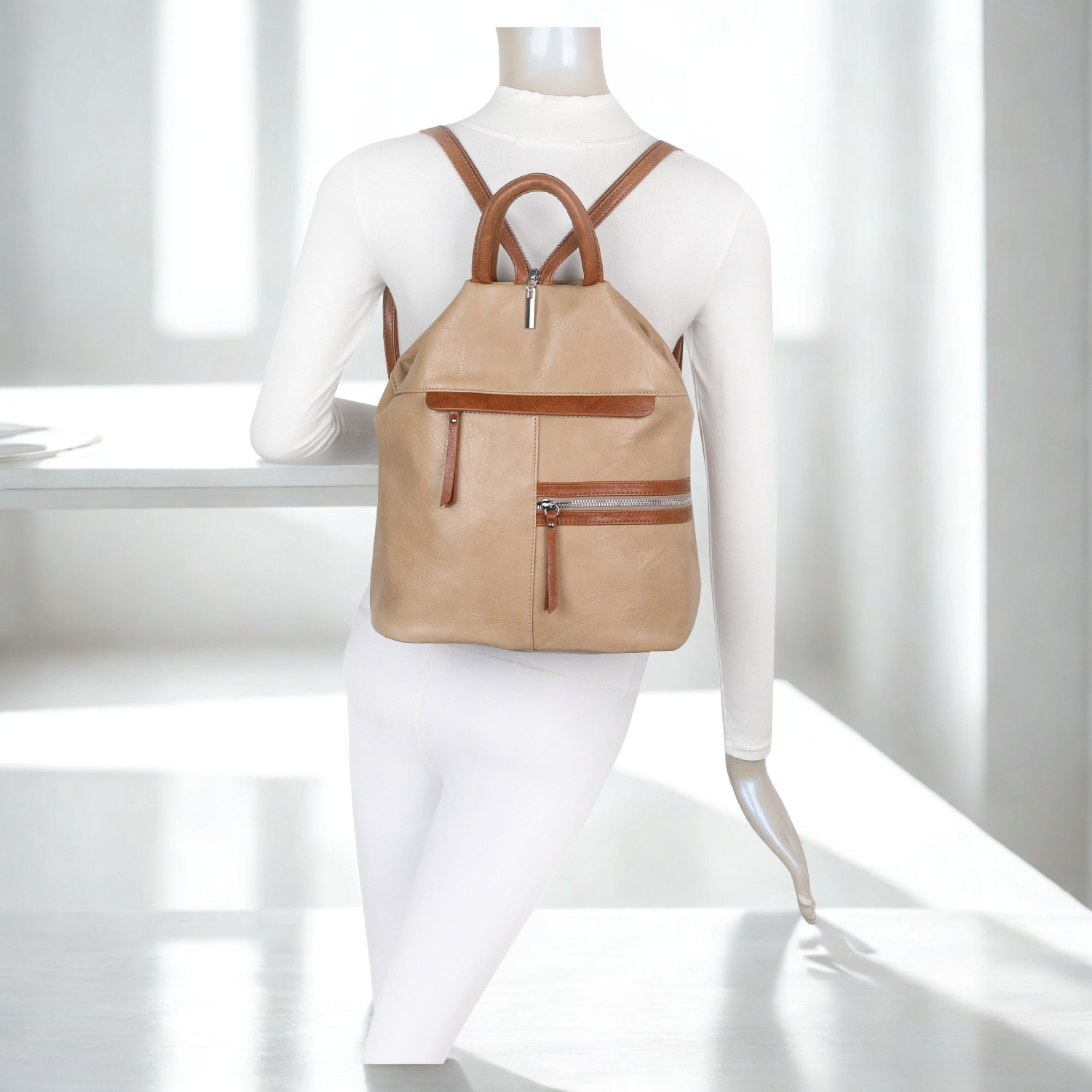 Women’s Faux Leather Backpack Bag – Ladies Convertible Shoulder Rucksack