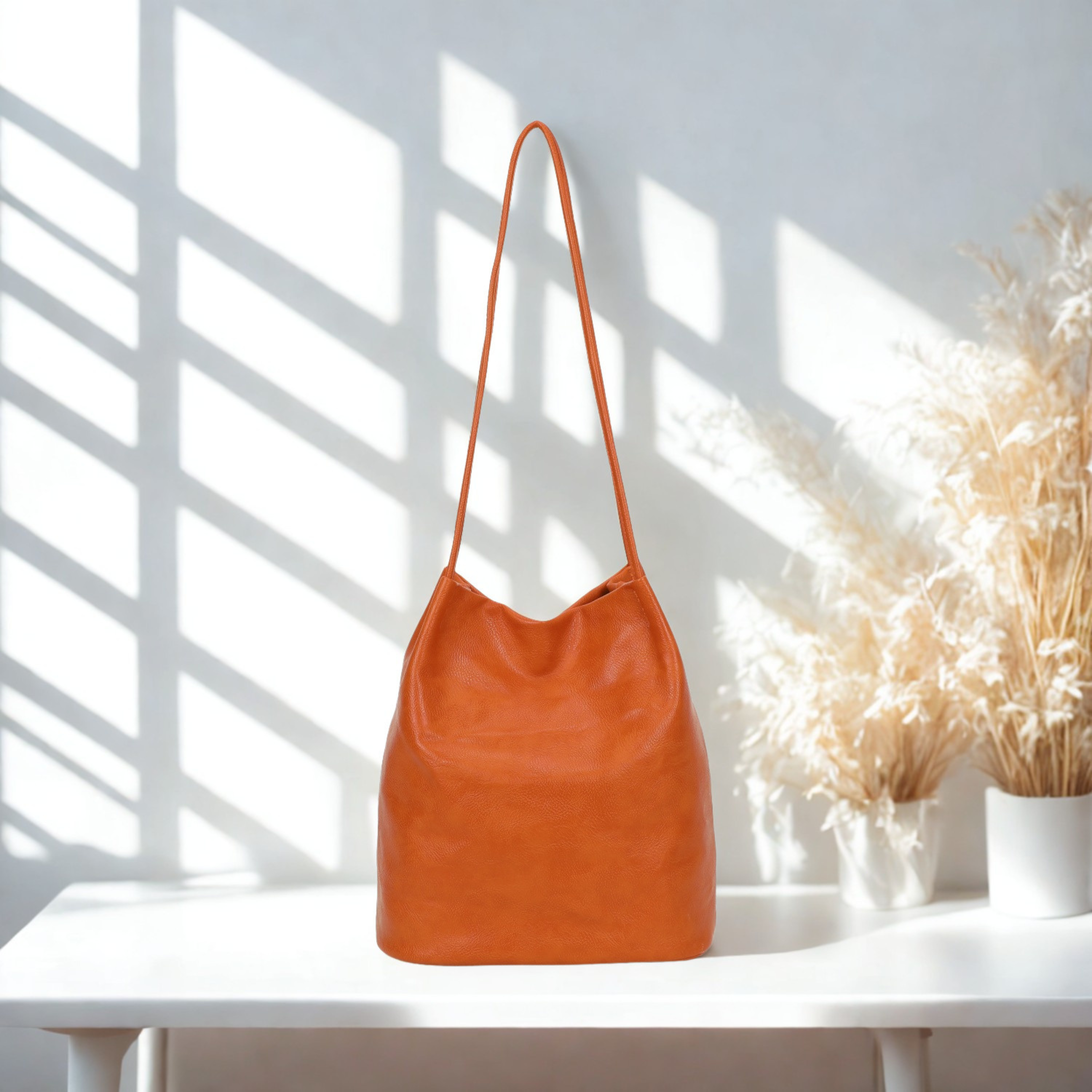 Large Women’s Hobo Shoulder Bag Plain Tote Handbag Zip Pockets 16 Colours