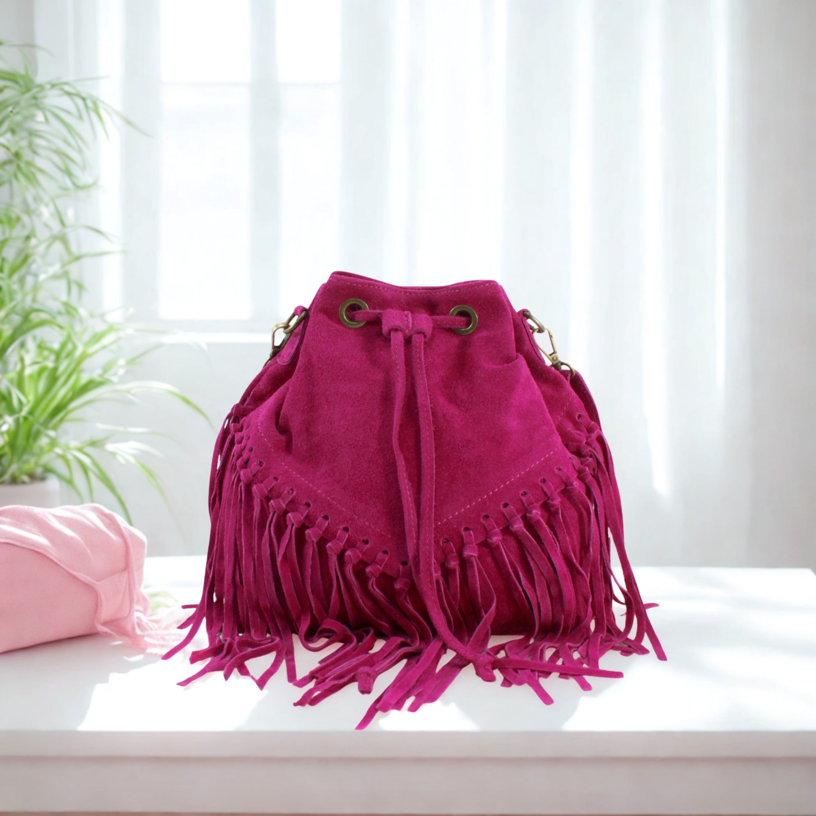 Italian Real Suede Bucket Bag