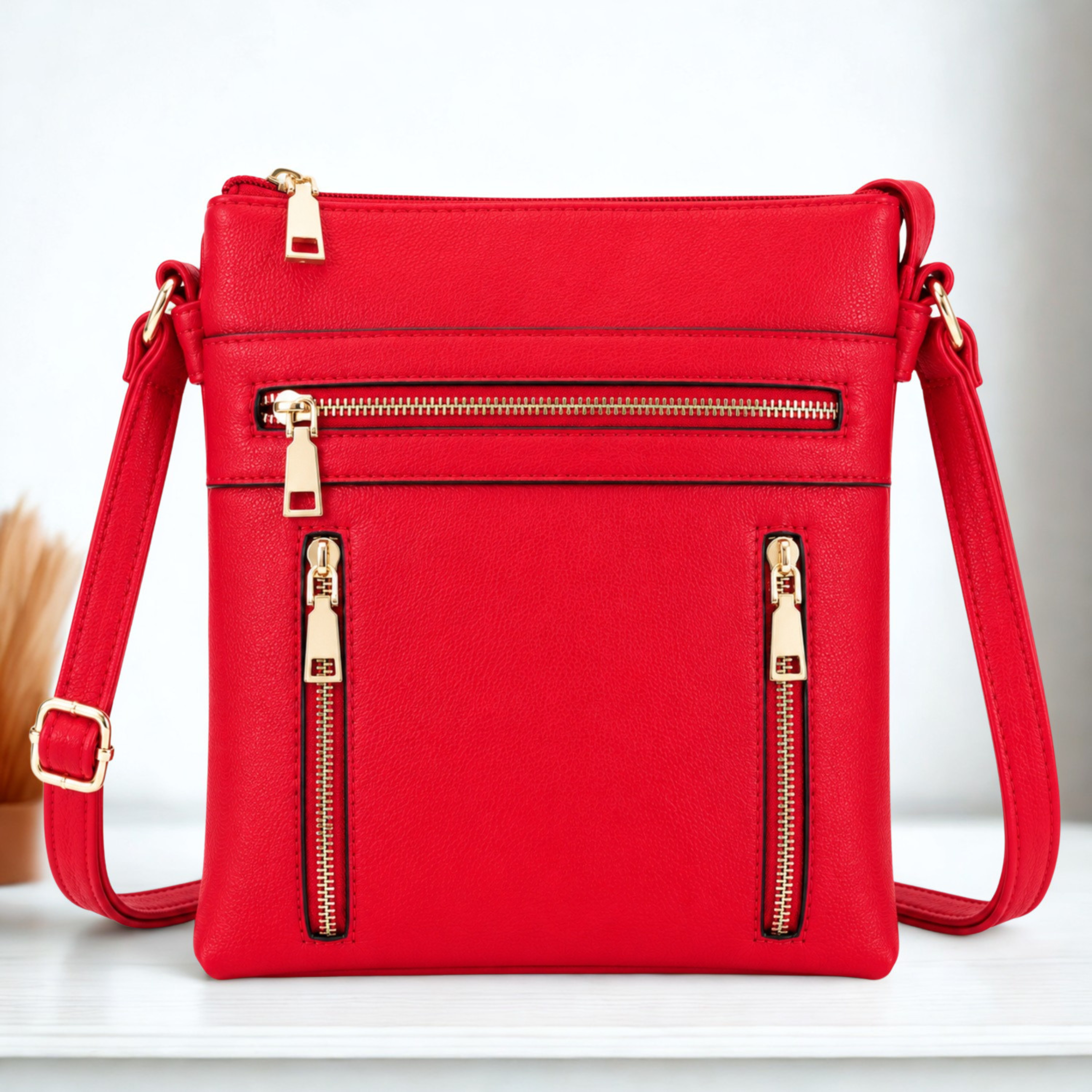 Women’s Multi Pocket Crossbody Bag Adjustable Strap Zip Shoulder Handbag