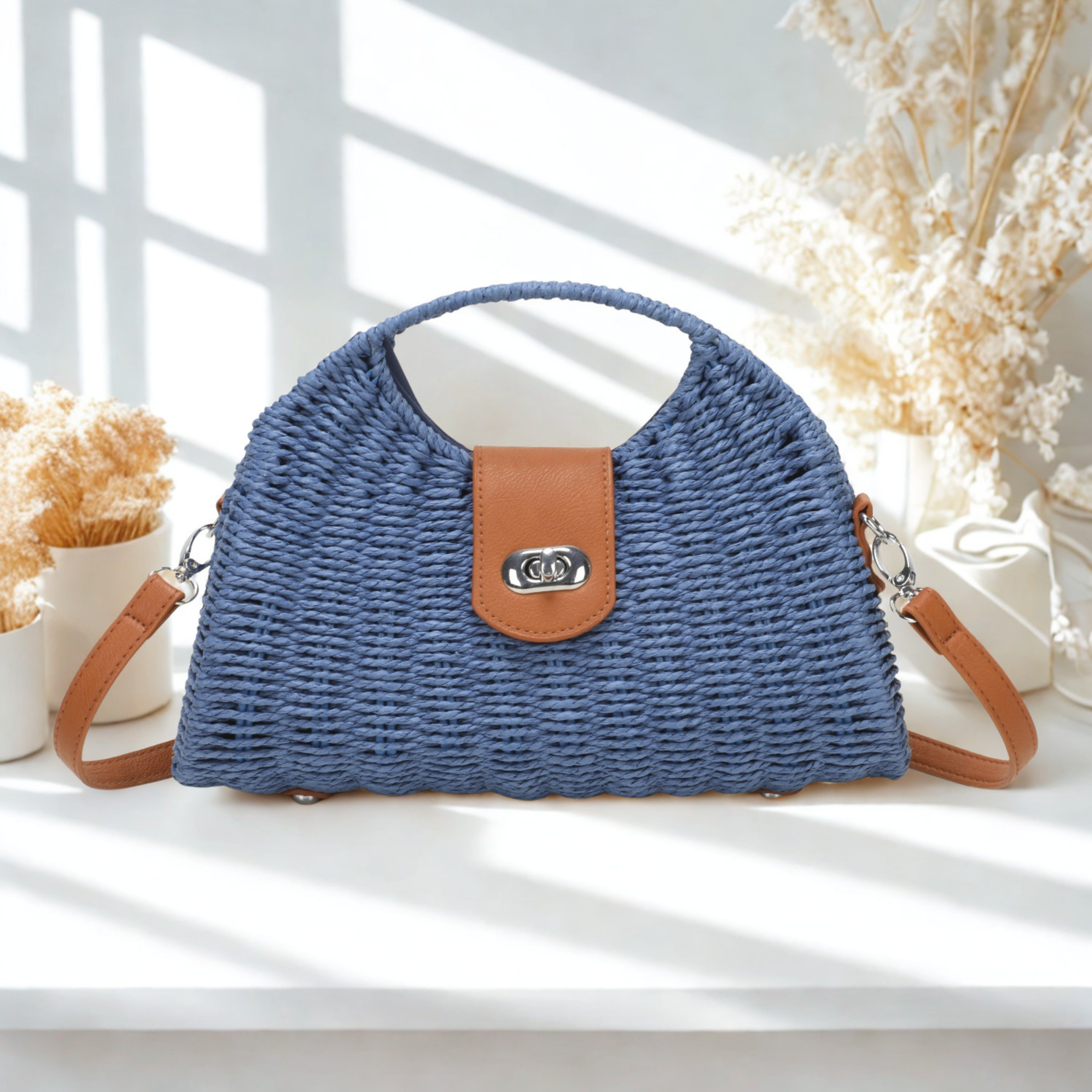 Women’s Synthetic Hardshell Crossbody Bag – Structured Flap Closure Shoulder Bag with Adjustable Strap