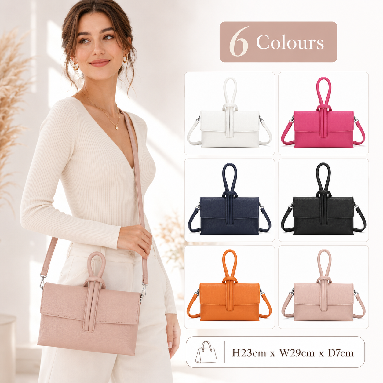 Women’s PU Leather Crossbody Bag – Adjustable Shoulder Strap Handbag