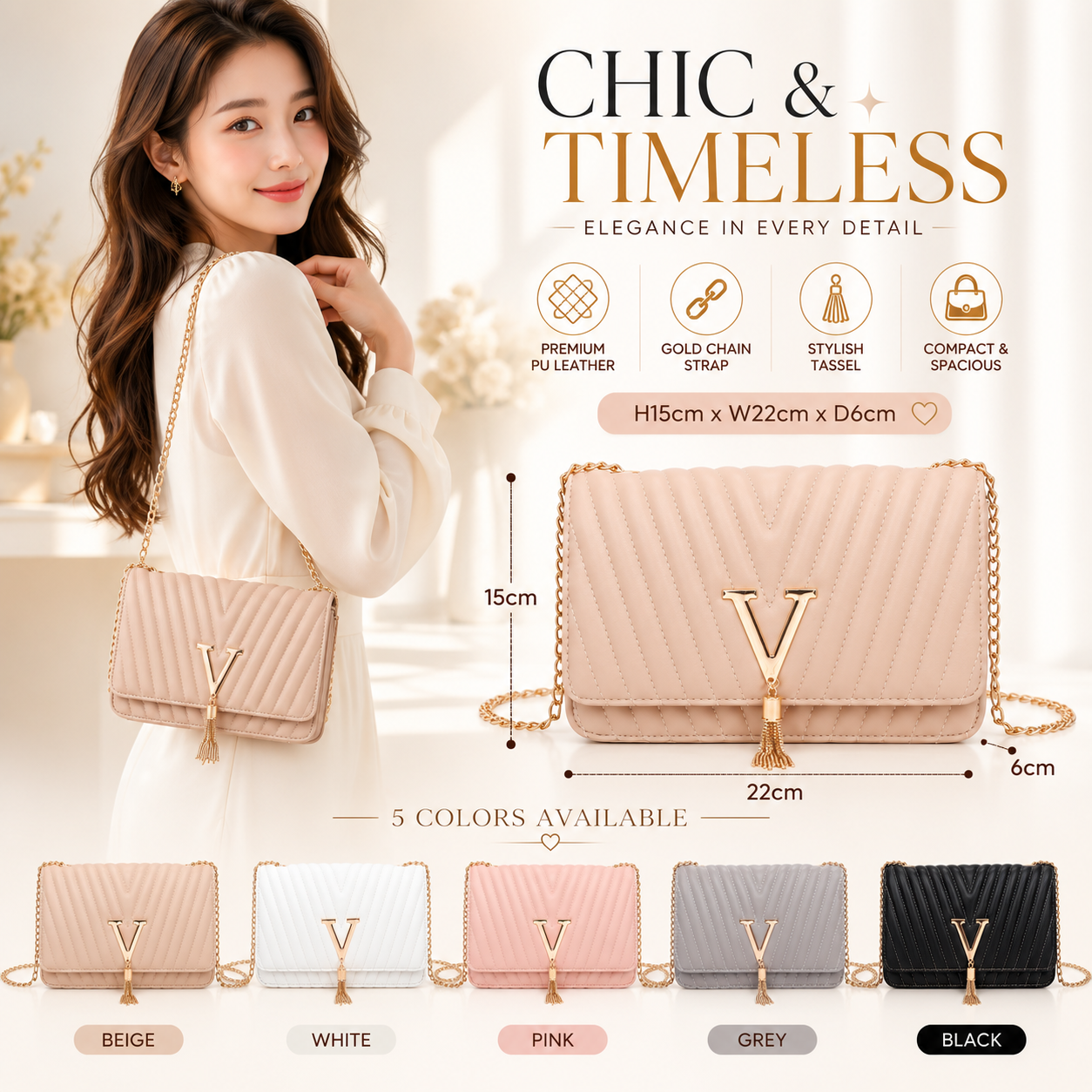 Women’s Quilted Chain Shoulder Bag