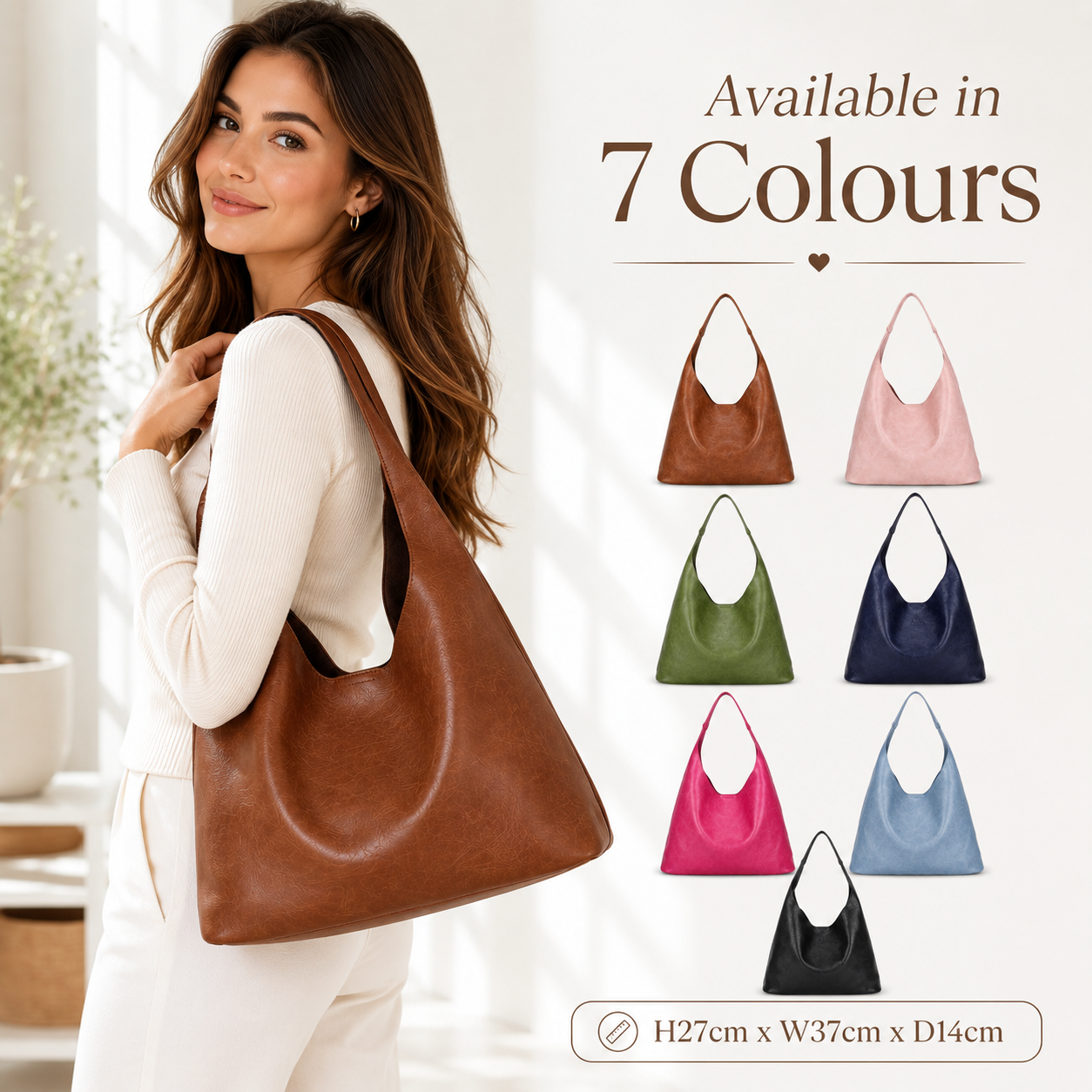 Women’s Hobo Shoulder Bag Synthetic Handbag with Magdot Top Closure