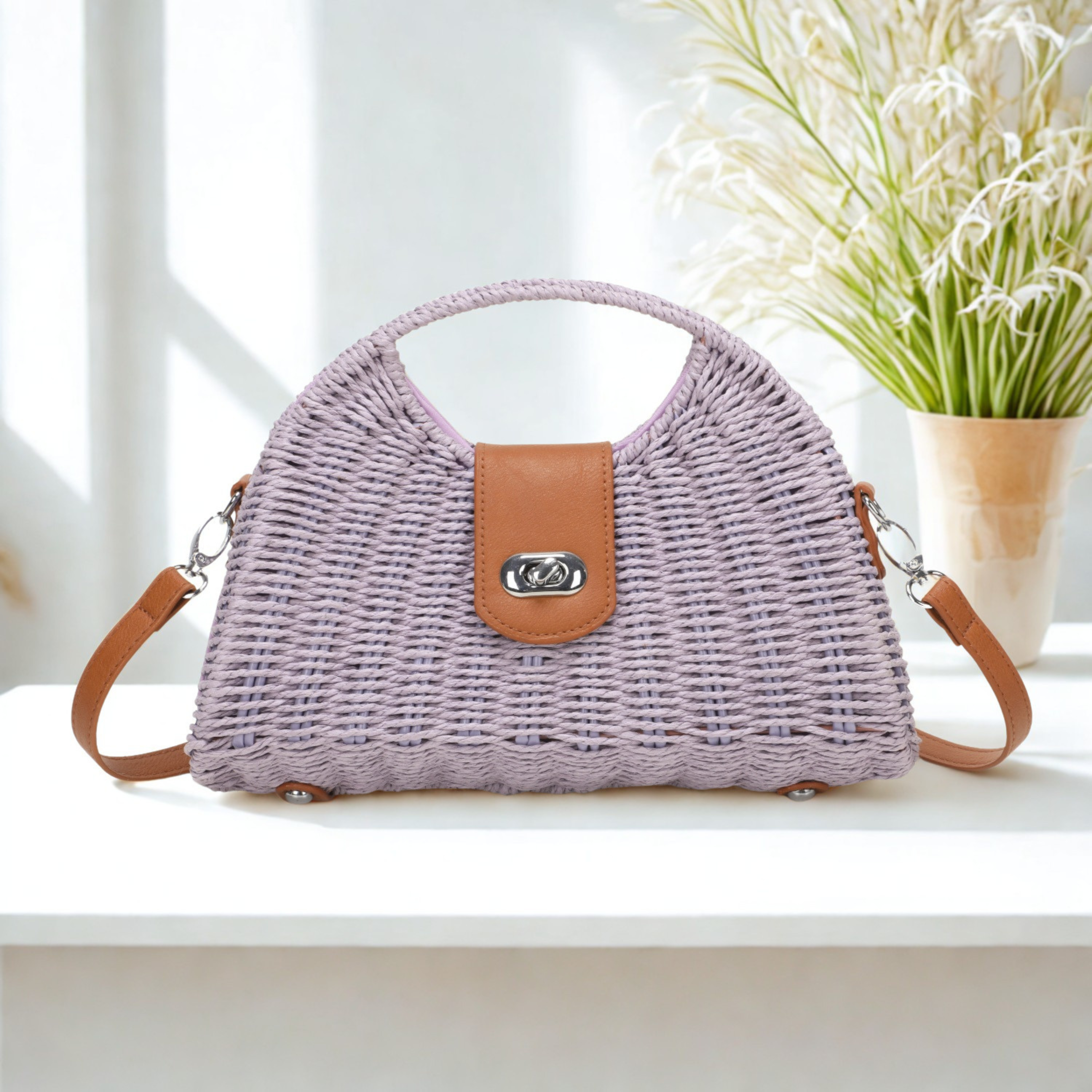 Women’s Synthetic Hardshell Crossbody Bag – Structured Flap Closure Shoulder Bag with Adjustable Strap