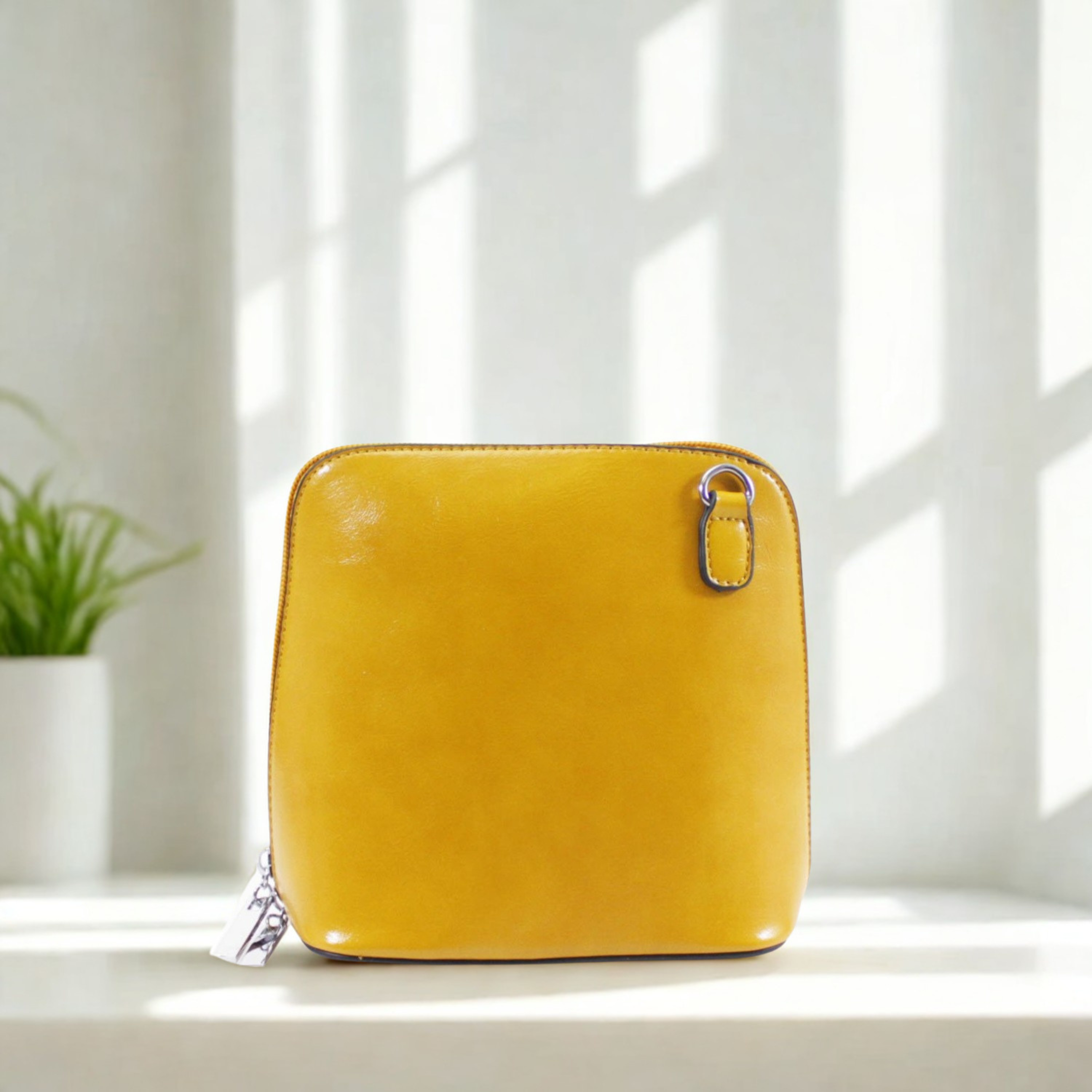 Women’s Plain Colour Crossbody Bag – Small Zip Top Shoulder Handbag
