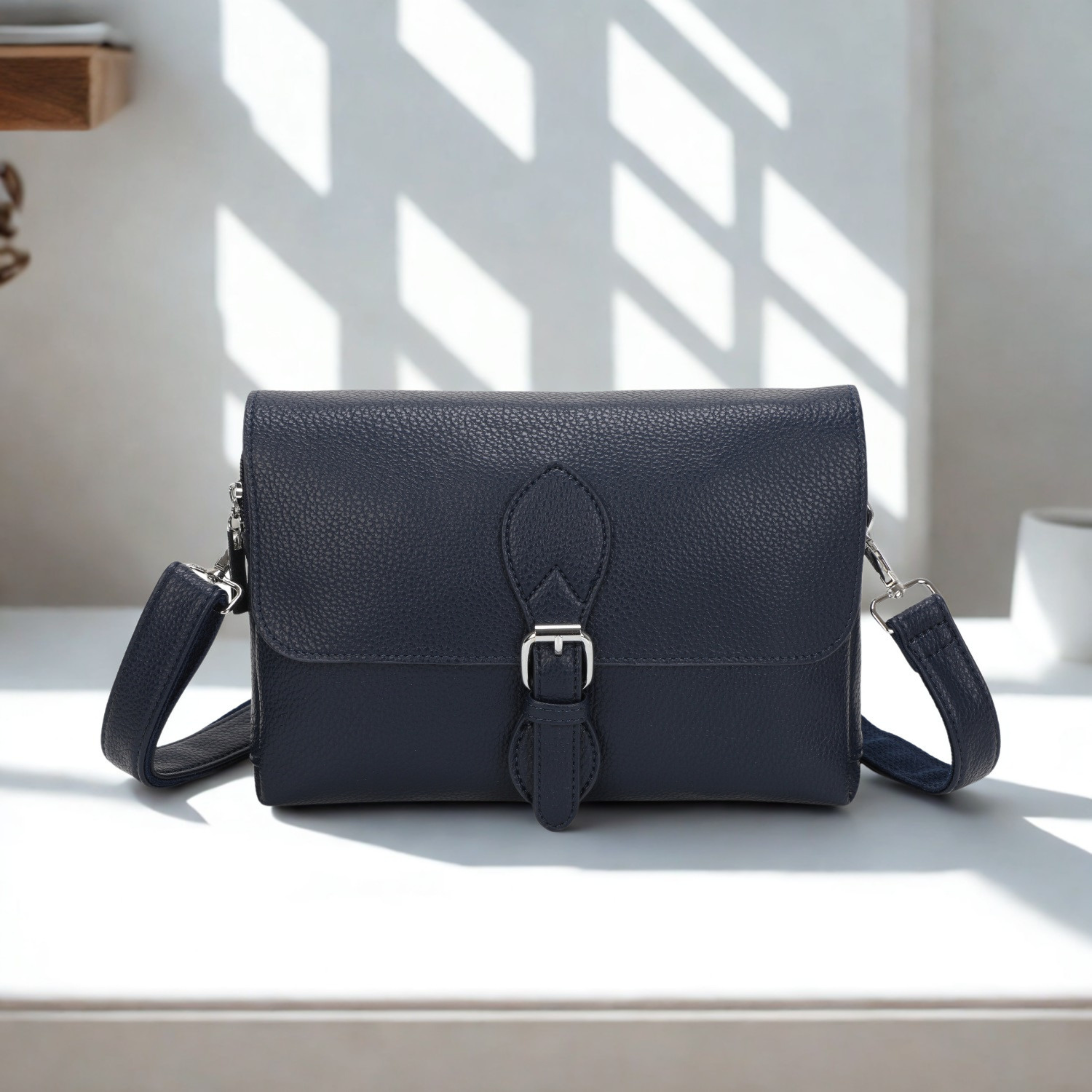 Women’s Small Crossbody Bag Flap Over Shoulder Handbag with Double Zip Compartments
