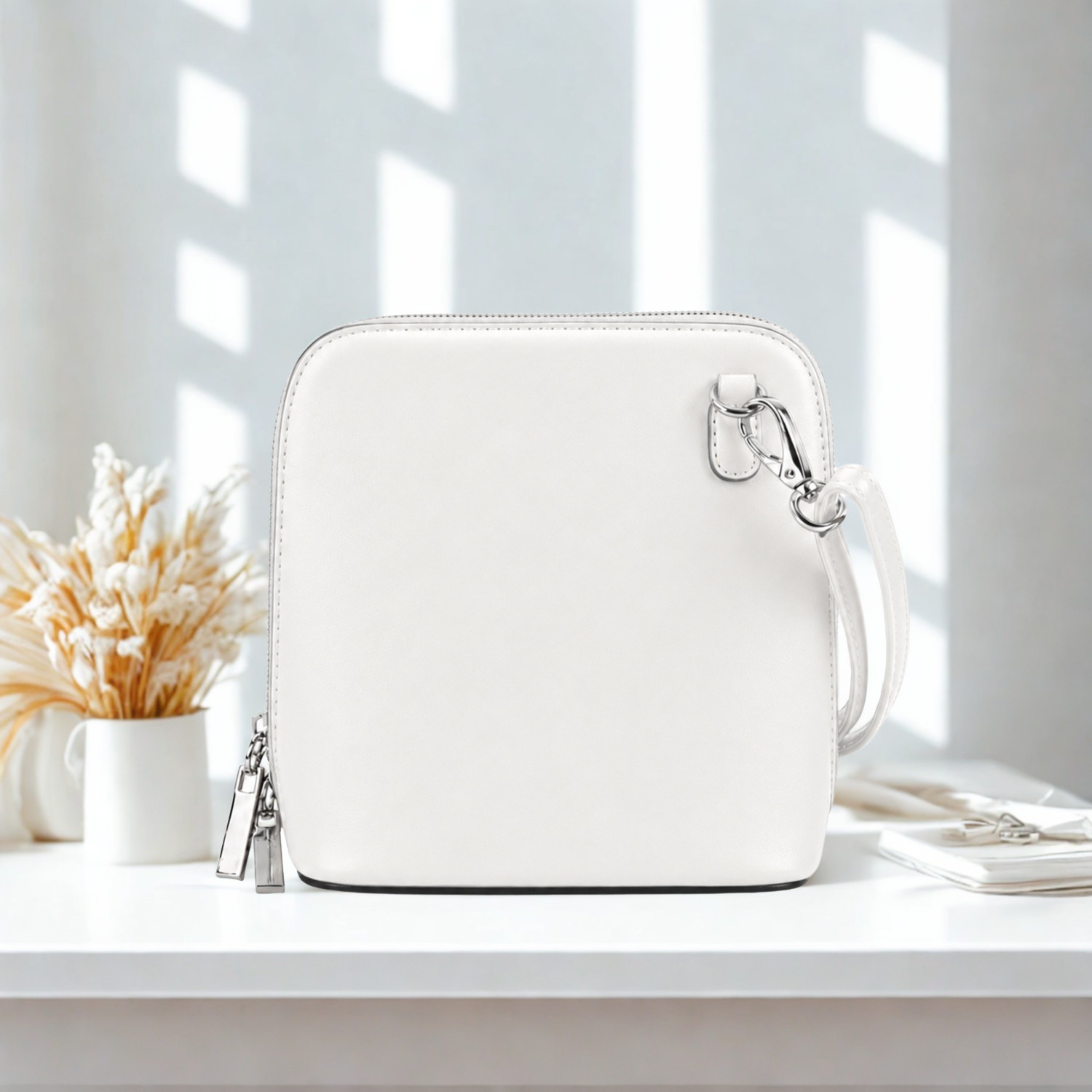 Women’s Plain Colour Crossbody Bag – Small Zip Top Shoulder Handbag