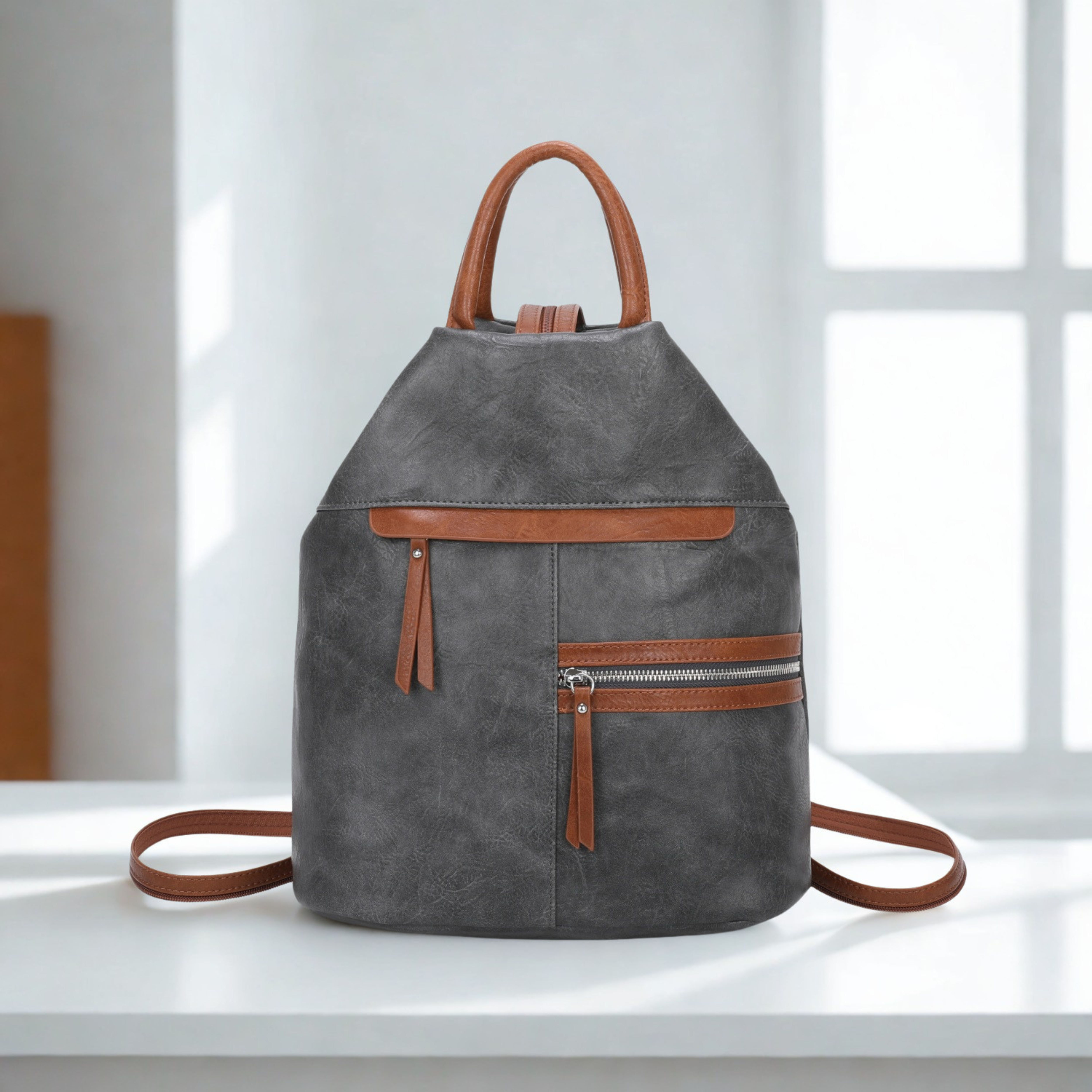 Women’s Faux Leather Backpack Bag – Ladies Convertible Shoulder Rucksack