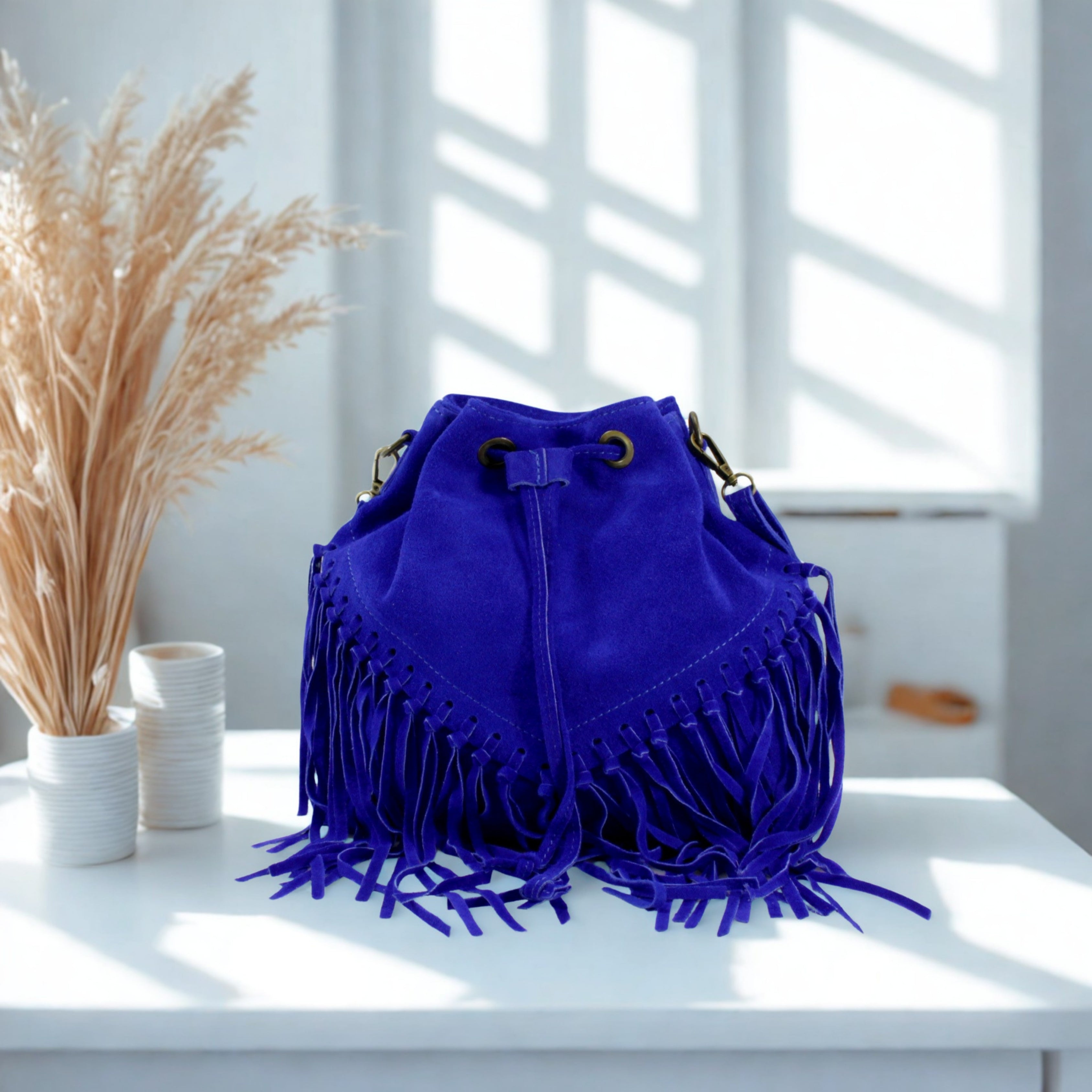 Italian Real Suede Bucket Bag