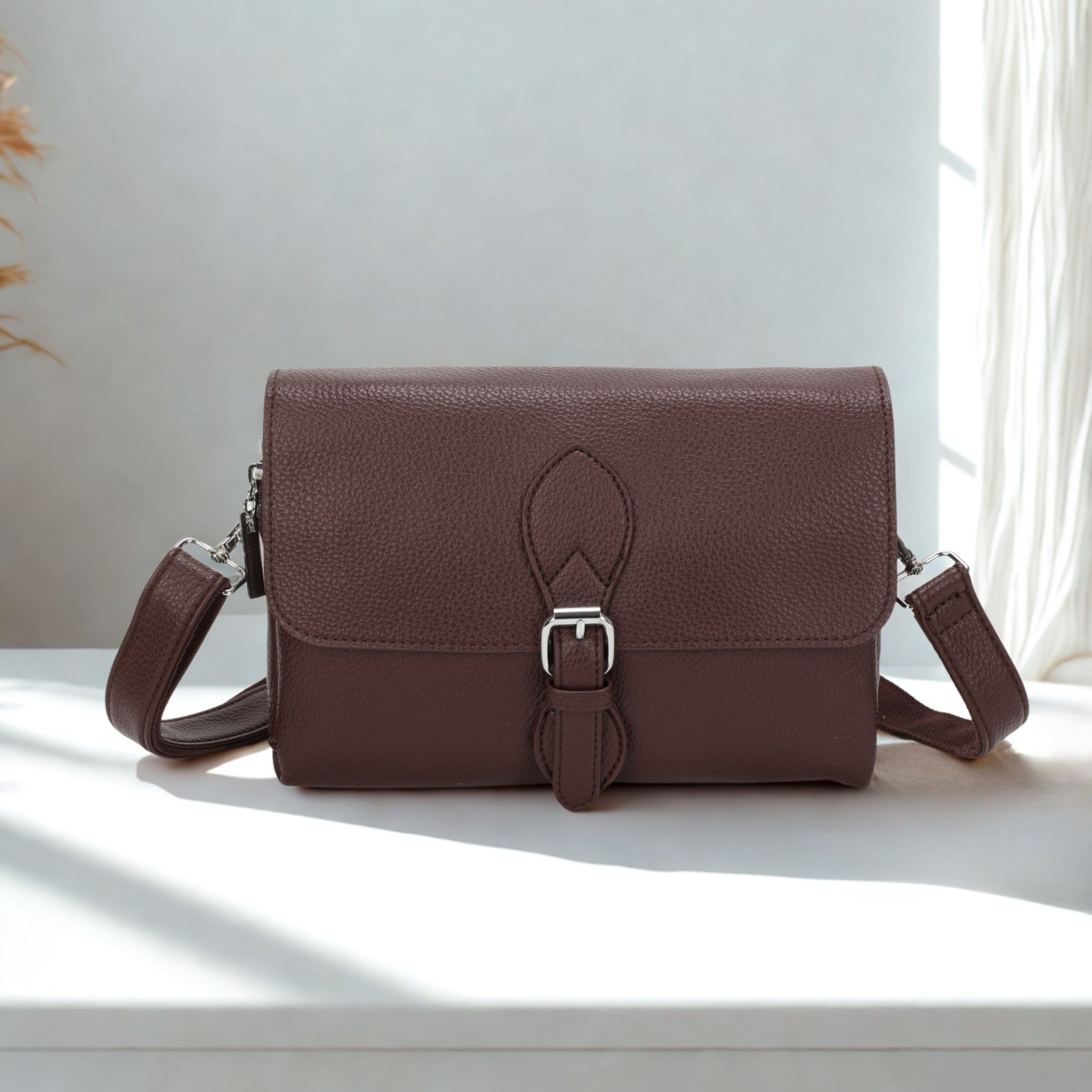 Women’s Small Crossbody Bag Flap Over Shoulder Handbag with Double Zip Compartments