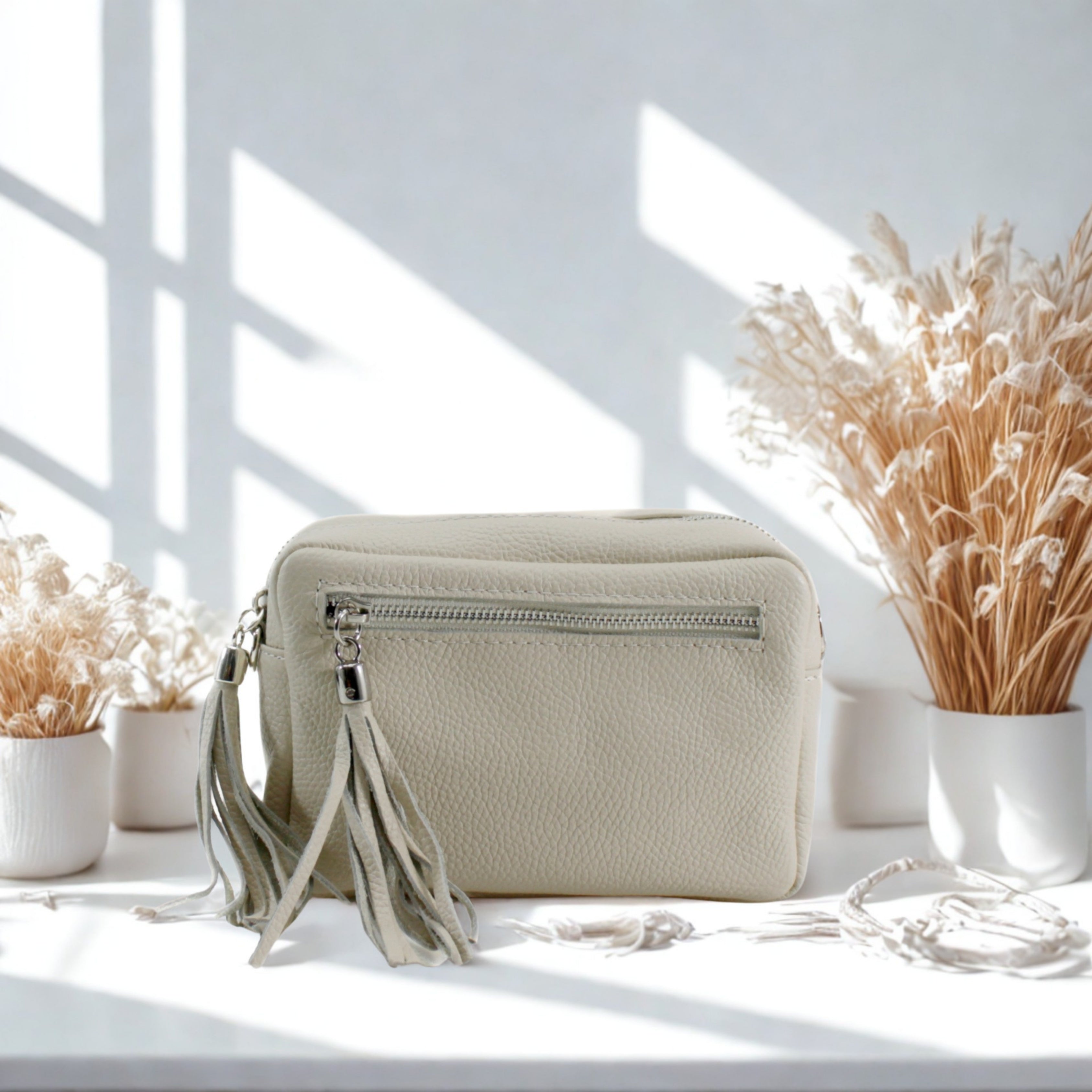 Leather Tassels Crossbody Bag