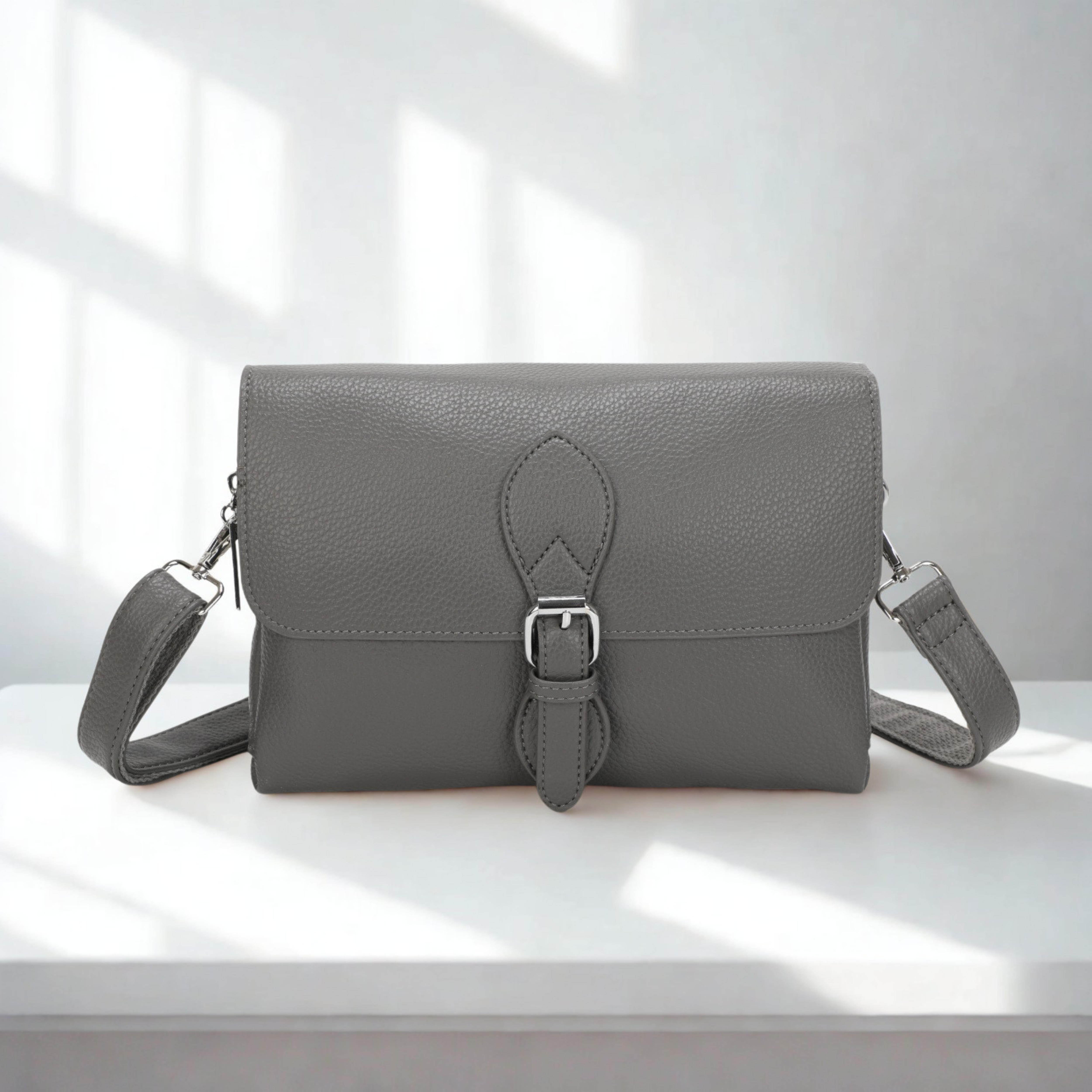 Women’s Small Crossbody Bag Flap Over Shoulder Handbag with Double Zip Compartments