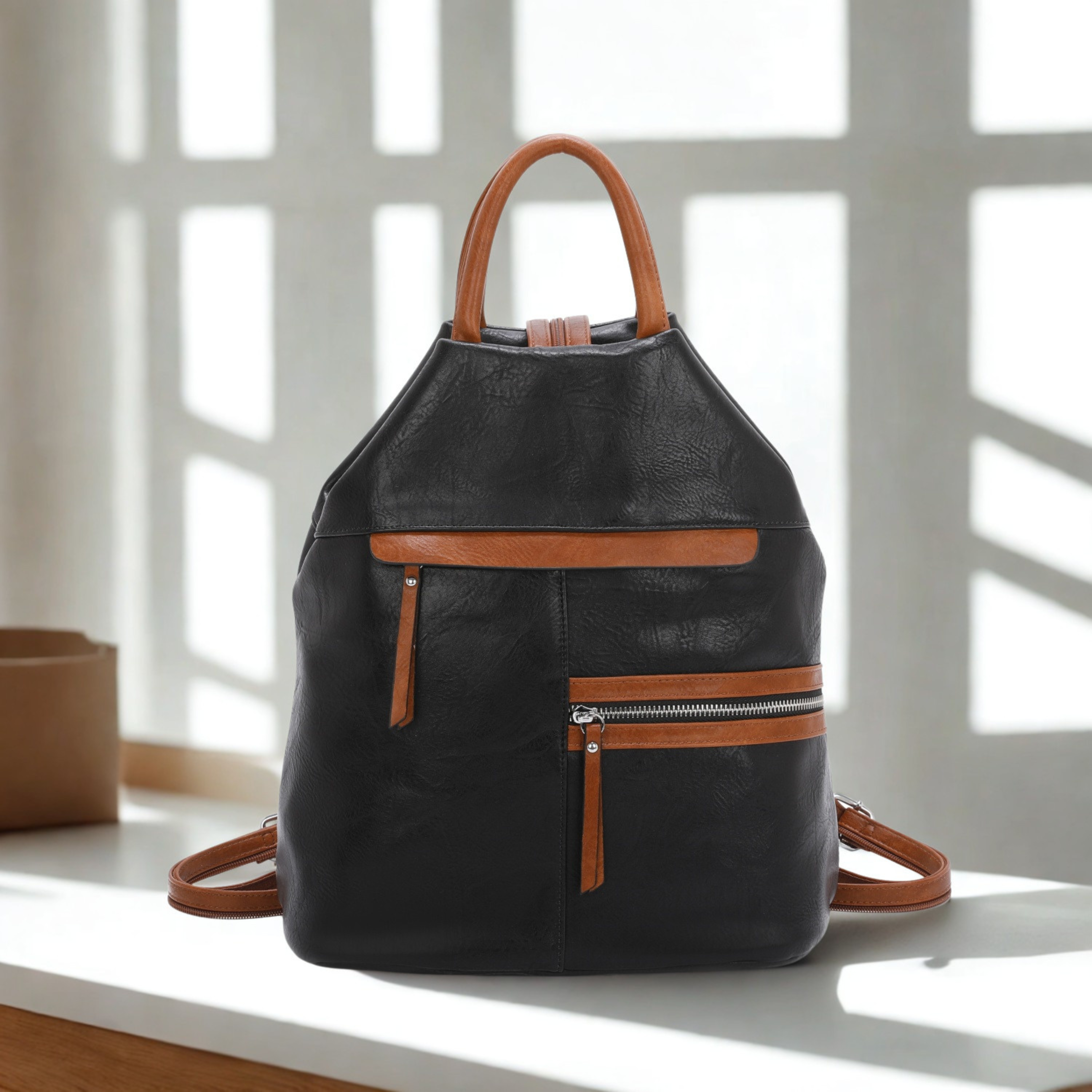 Women’s Faux Leather Backpack Bag – Ladies Convertible Shoulder Rucksack