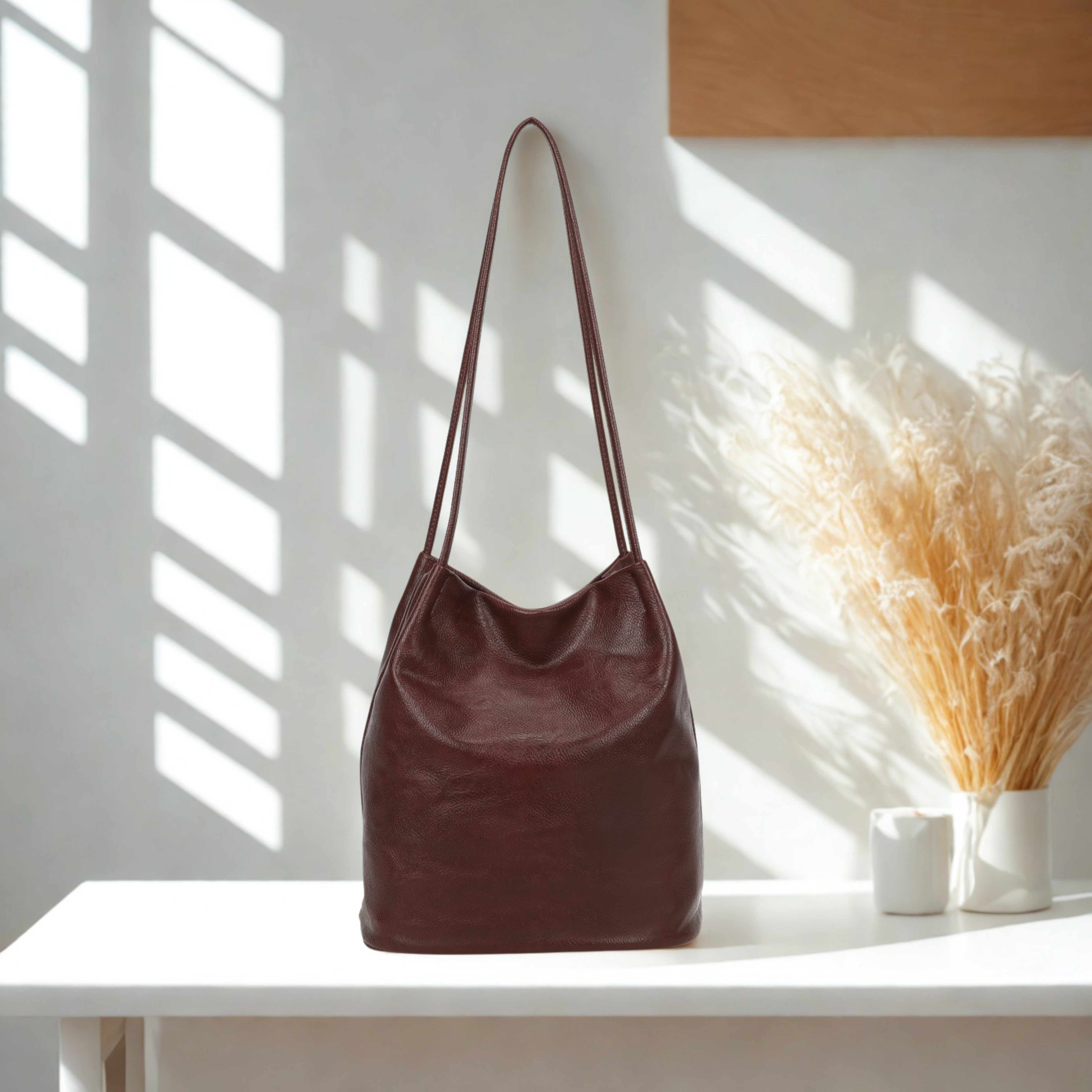 Large Women’s Hobo Shoulder Bag Plain Tote Handbag Zip Pockets 16 Colours
