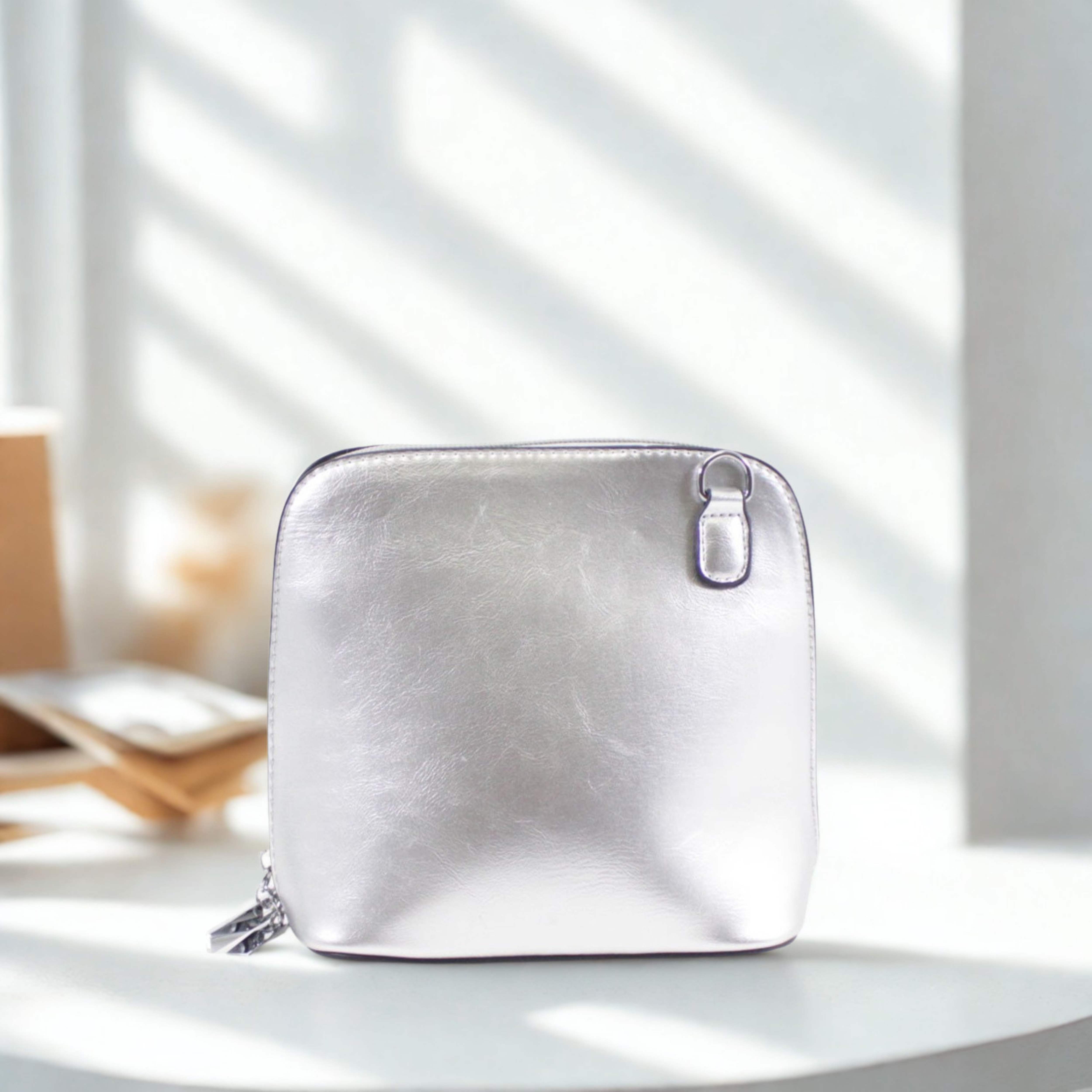 Women’s Plain Colour Crossbody Bag – Small Zip Top Shoulder Handbag