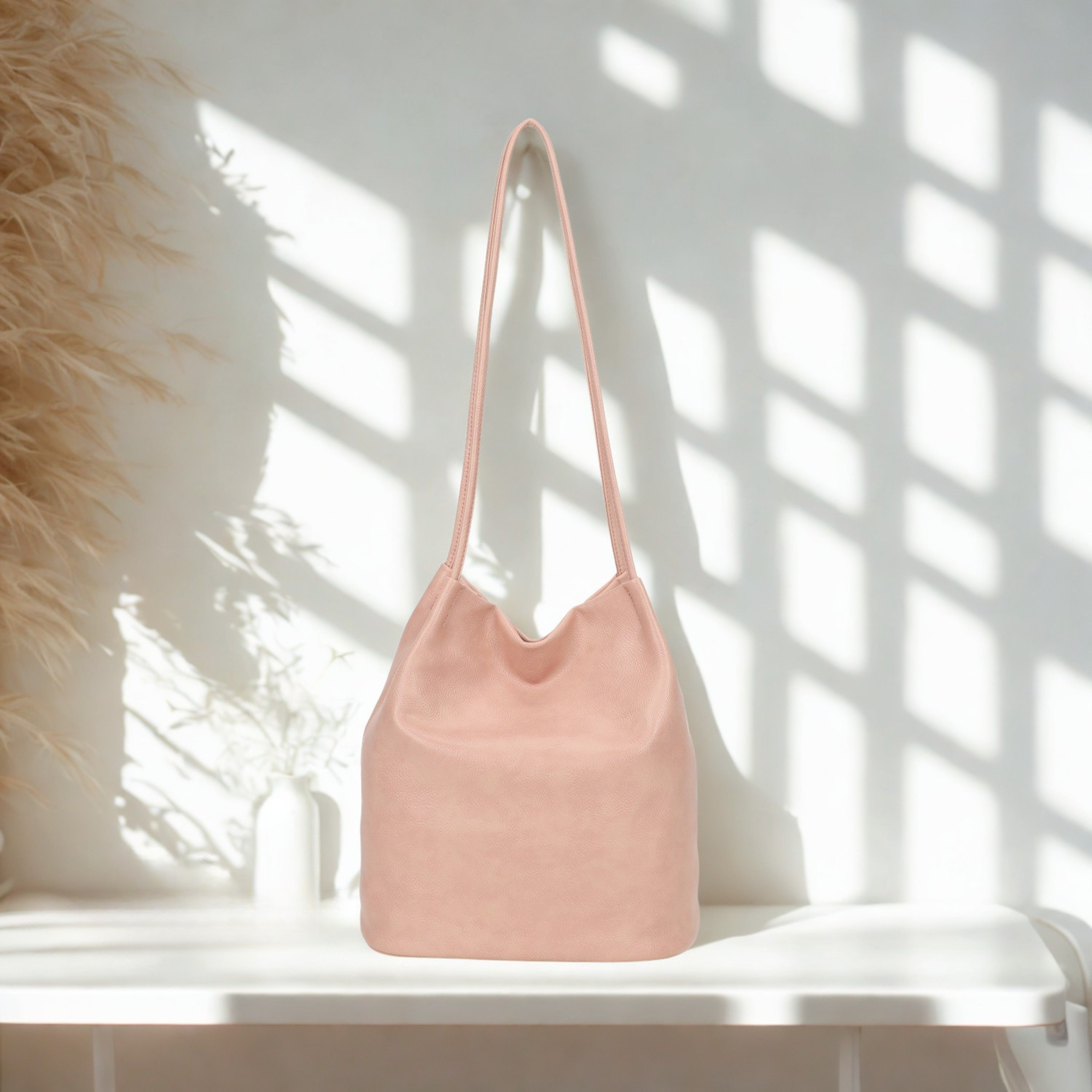 Large Women’s Hobo Shoulder Bag Plain Tote Handbag Zip Pockets 16 Colours
