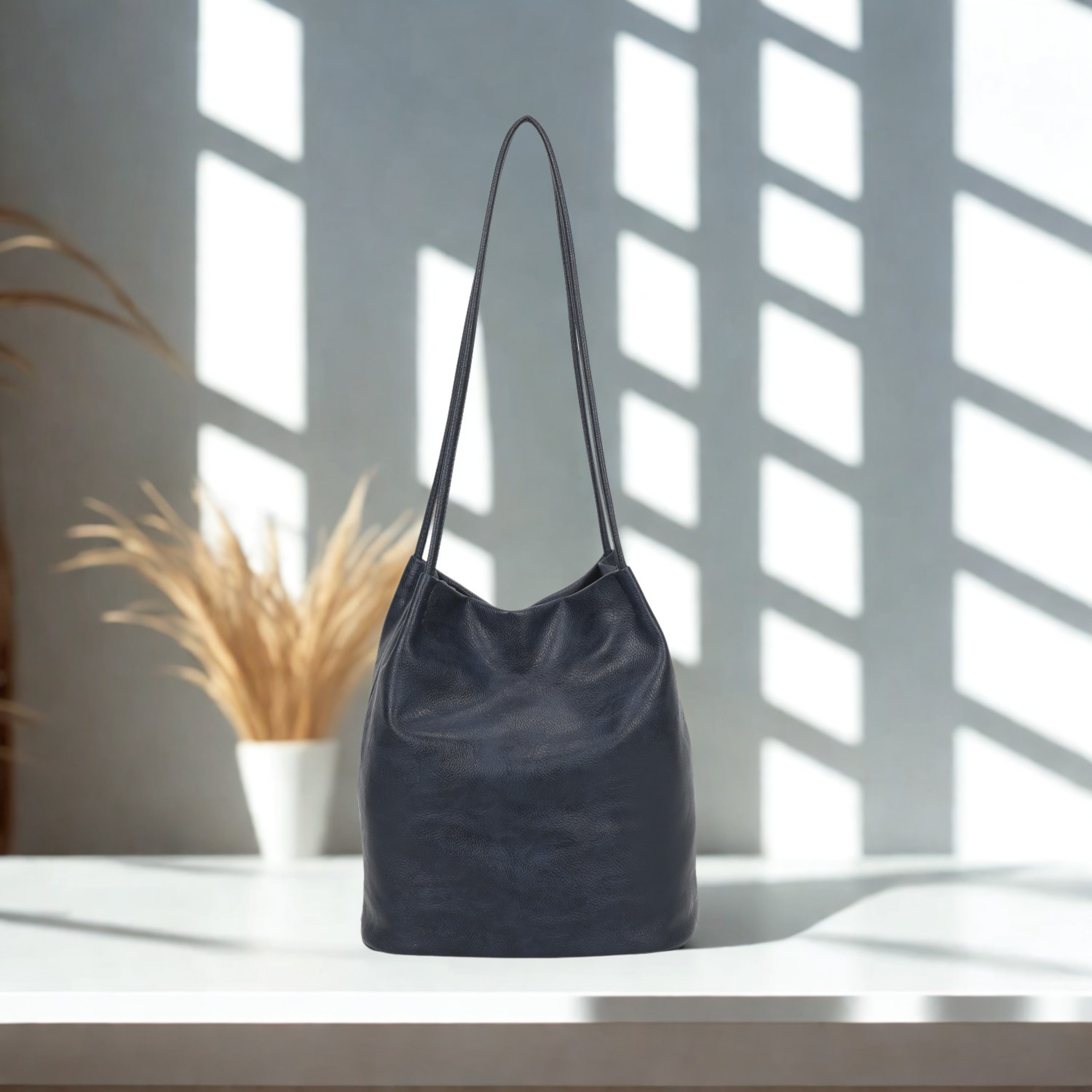 Large Women’s Hobo Shoulder Bag Plain Tote Handbag Zip Pockets 16 Colours