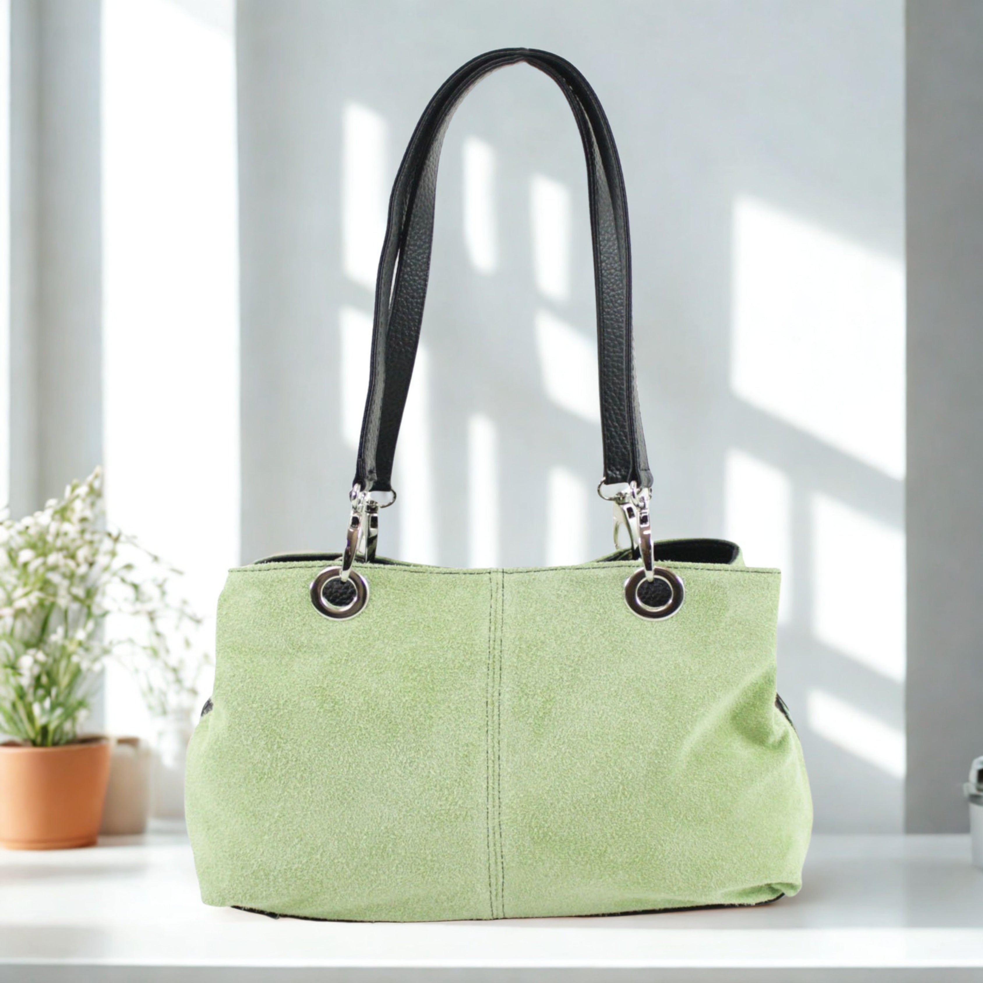 Italian Leahter Suede Shoulder Bag