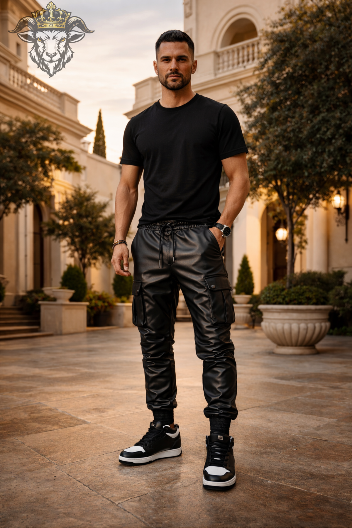 Men's Black Real Leather Cargo Jogger Pants, Stylish Leather Jogger Pants, Streetwear Leather Pants for Men, Biker Leather Joggers