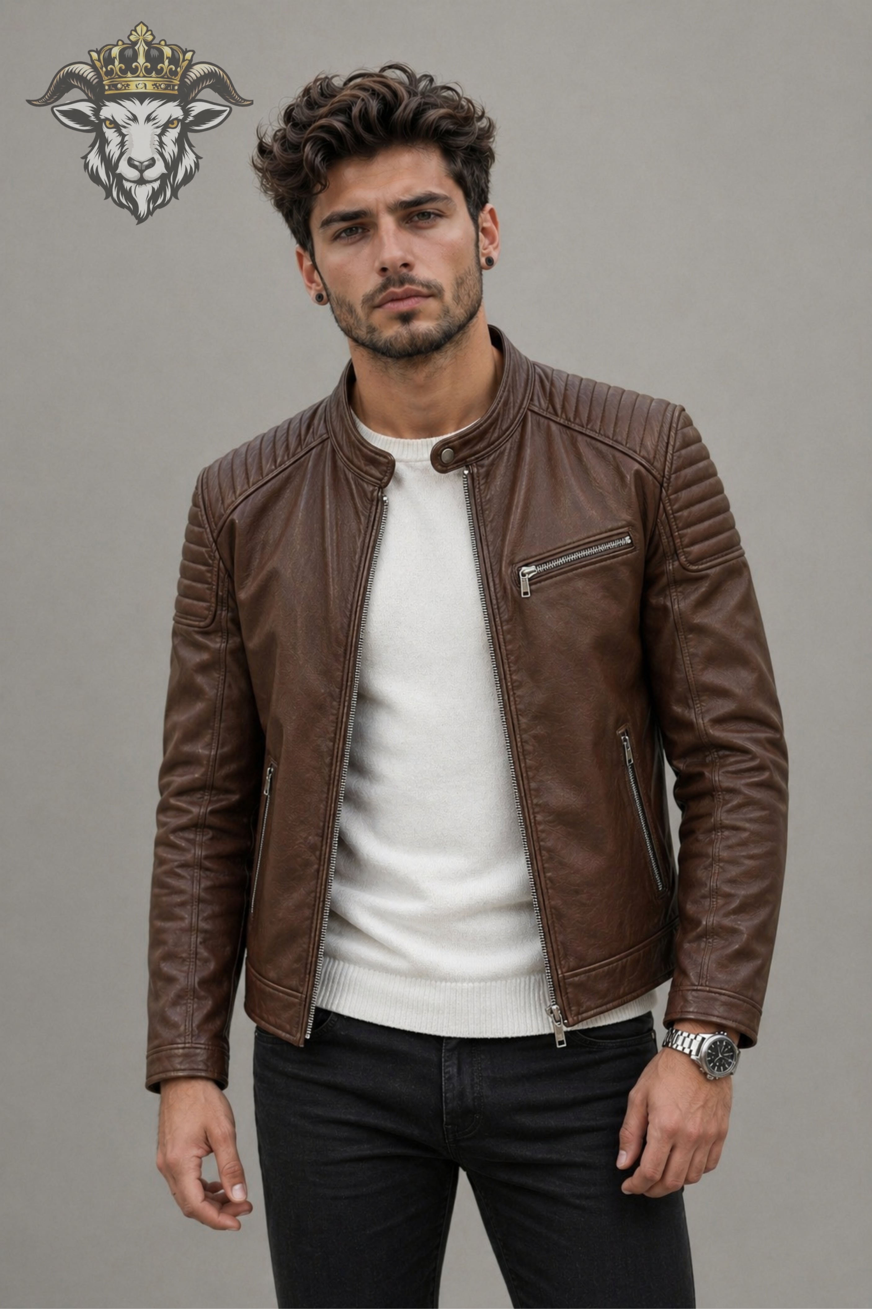 Men’s Brown Real Leather Roadster Jacket