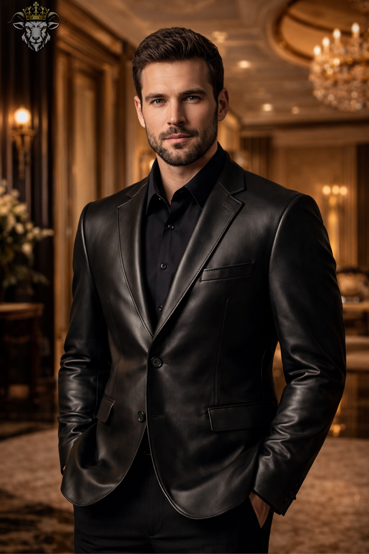 Men’s Black Real Leather Blazer, Luxury Formal Leather Jacket, Slim Fit Party Wedding Coat, Elegant Mens Fashion Outerwear