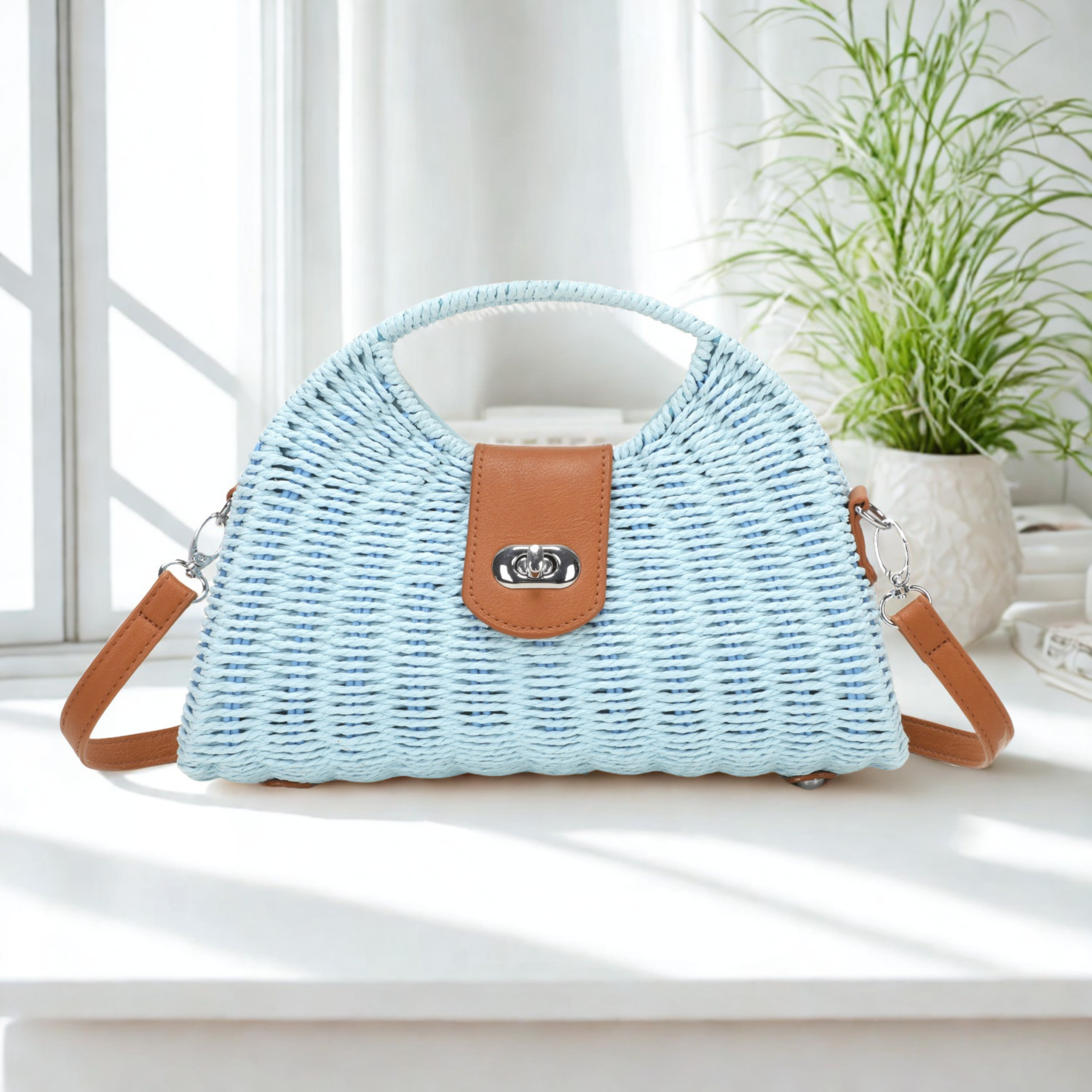 Women’s Synthetic Hardshell Crossbody Bag – Structured Flap Closure Shoulder Bag with Adjustable Strap